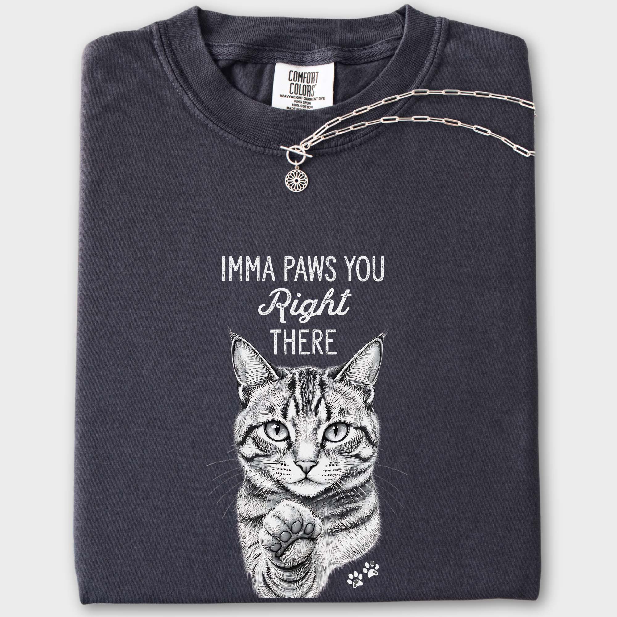 Vintage Imma Paws You Right There Cat Line Art Comfort Colors T-Shirt in Graphite-T-Shirt-Graphite-Fetch N Found