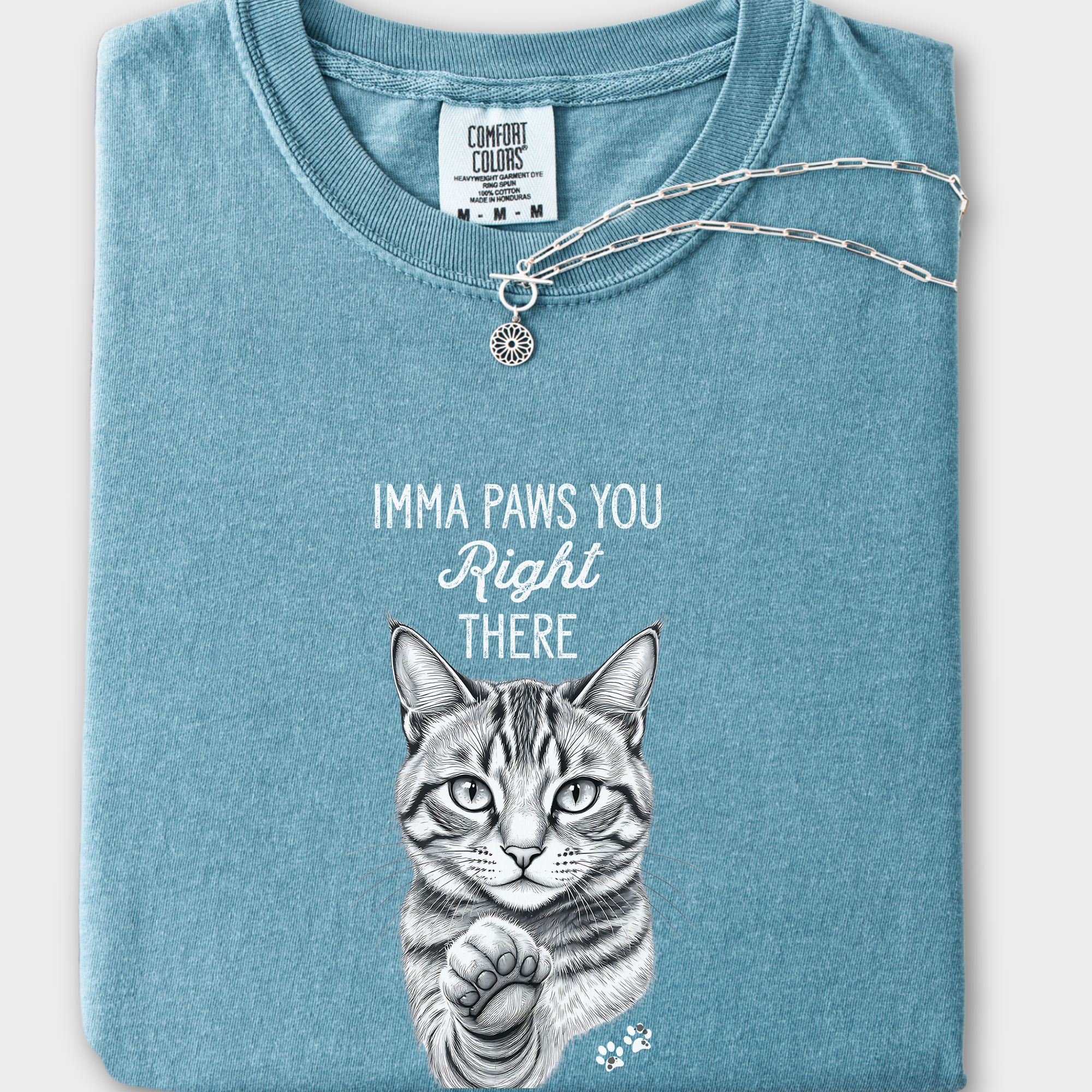 Vintage Imma Paws You Right There Cat Line Art Comfort Colors T-Shirt in Ice Blue-T-Shirt-Ice Blue-Fetch N Found