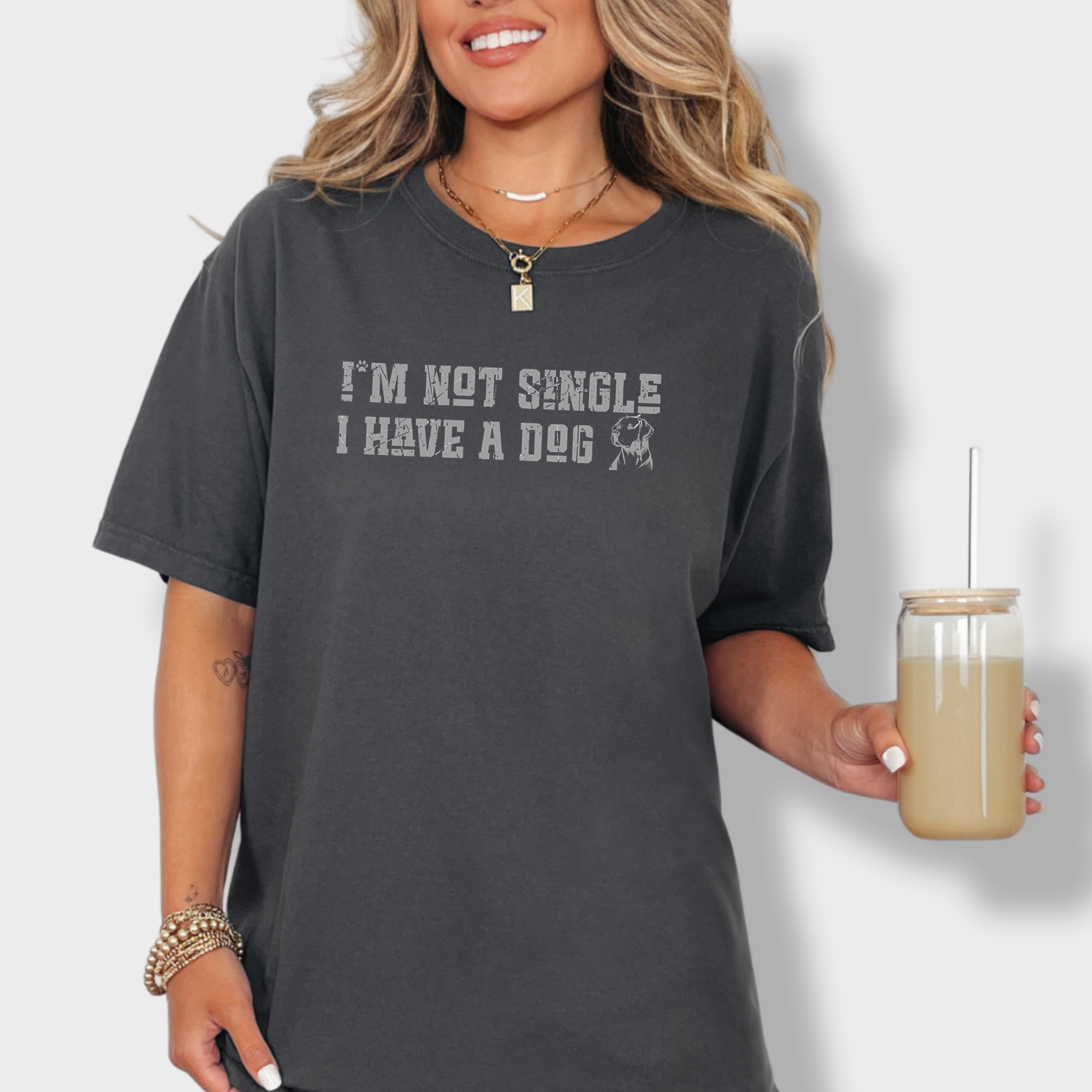 Retro I'm Not Single Dog Minimalist Comfort Colors T-Shirt in Graphite-Fetch N Found