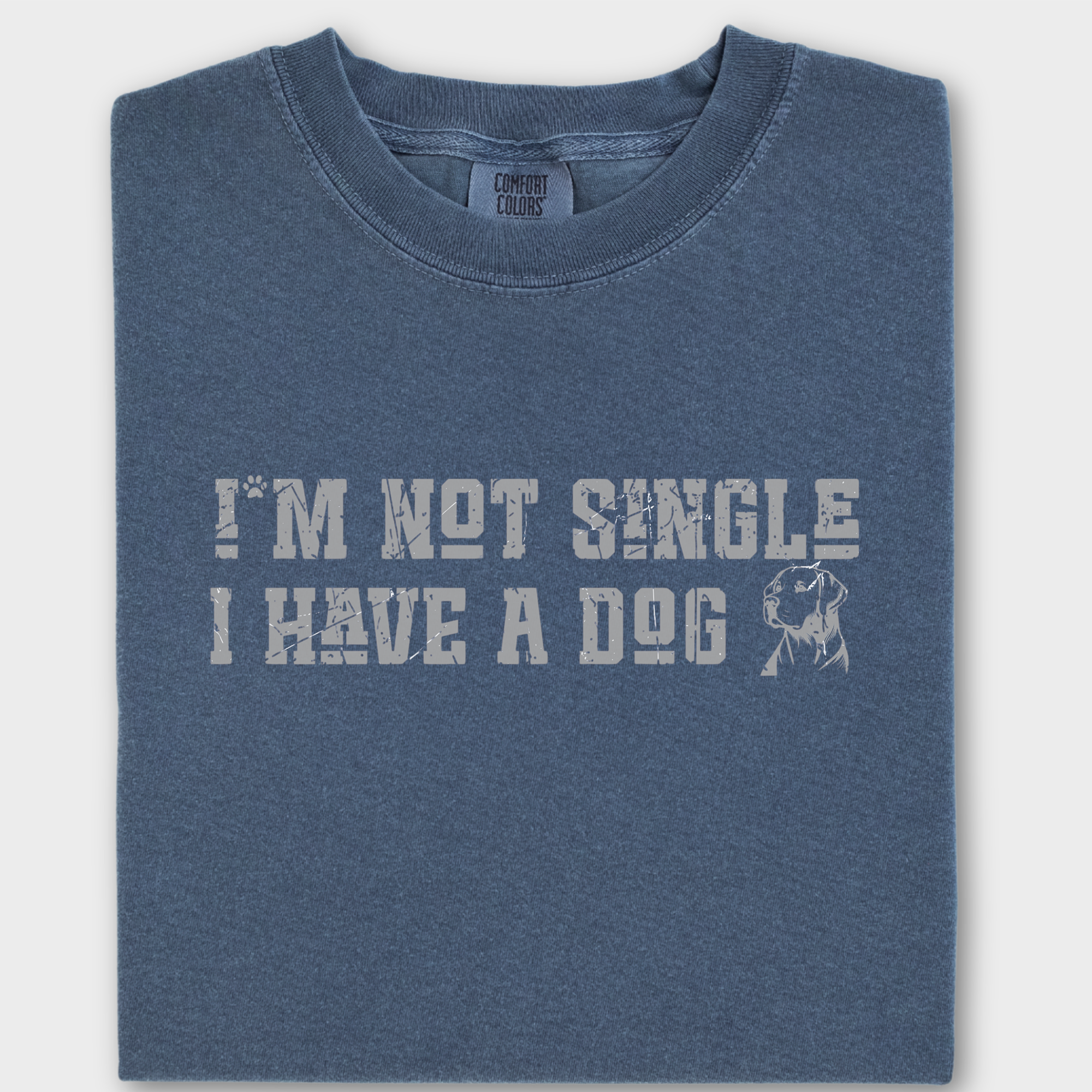 Retro I'm Not Single Dog Minimalist Comfort Colors T-Shirt in Denim-Fetch N Found