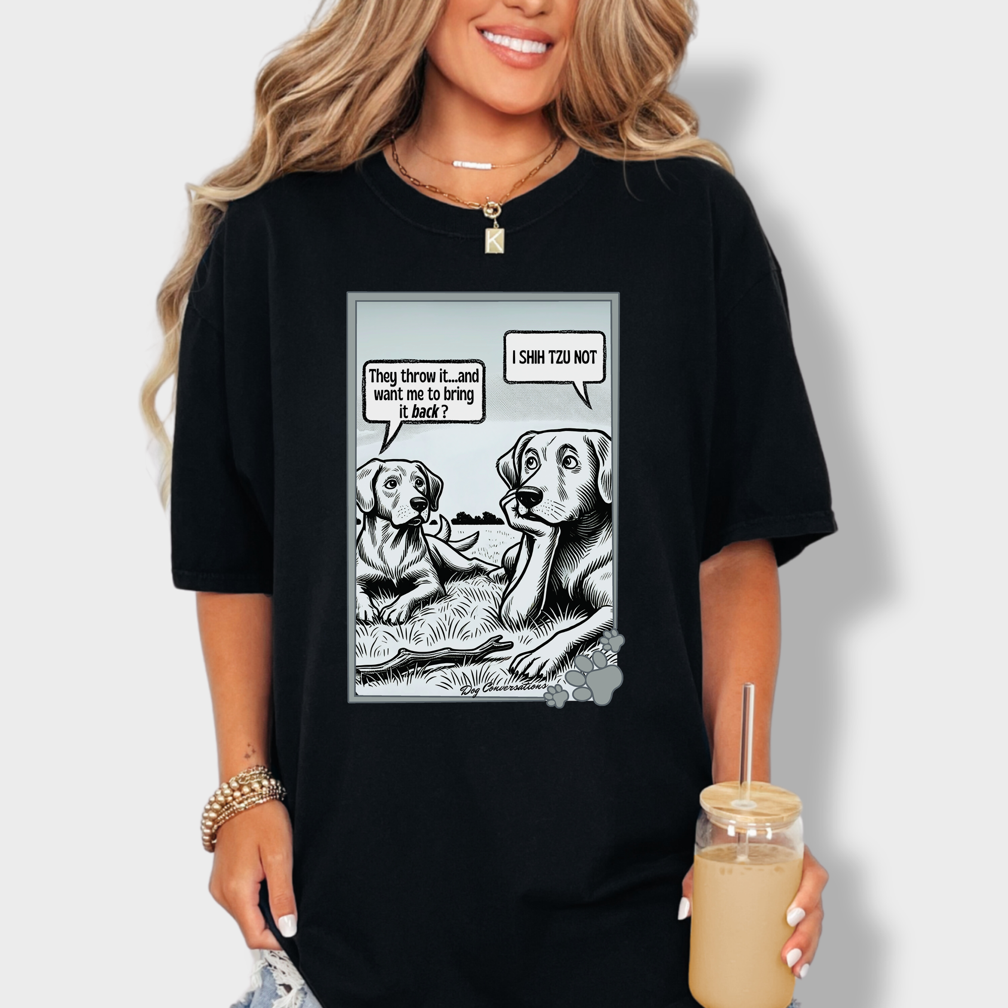 Western I Shih Tzu Not - Stick Dog Graphic Comfort Colors T-Shirt in Black-Fetch N Found
