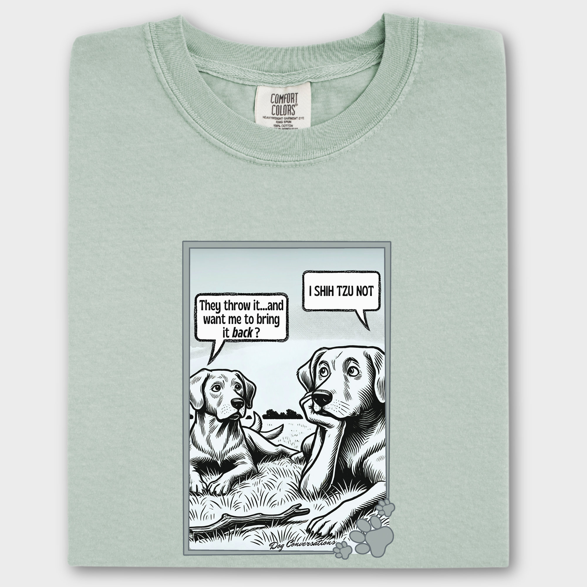 Western I Shih Tzu Not - Stick Dog Graphic Comfort Colors T-Shirt in Bay-Fetch N Found