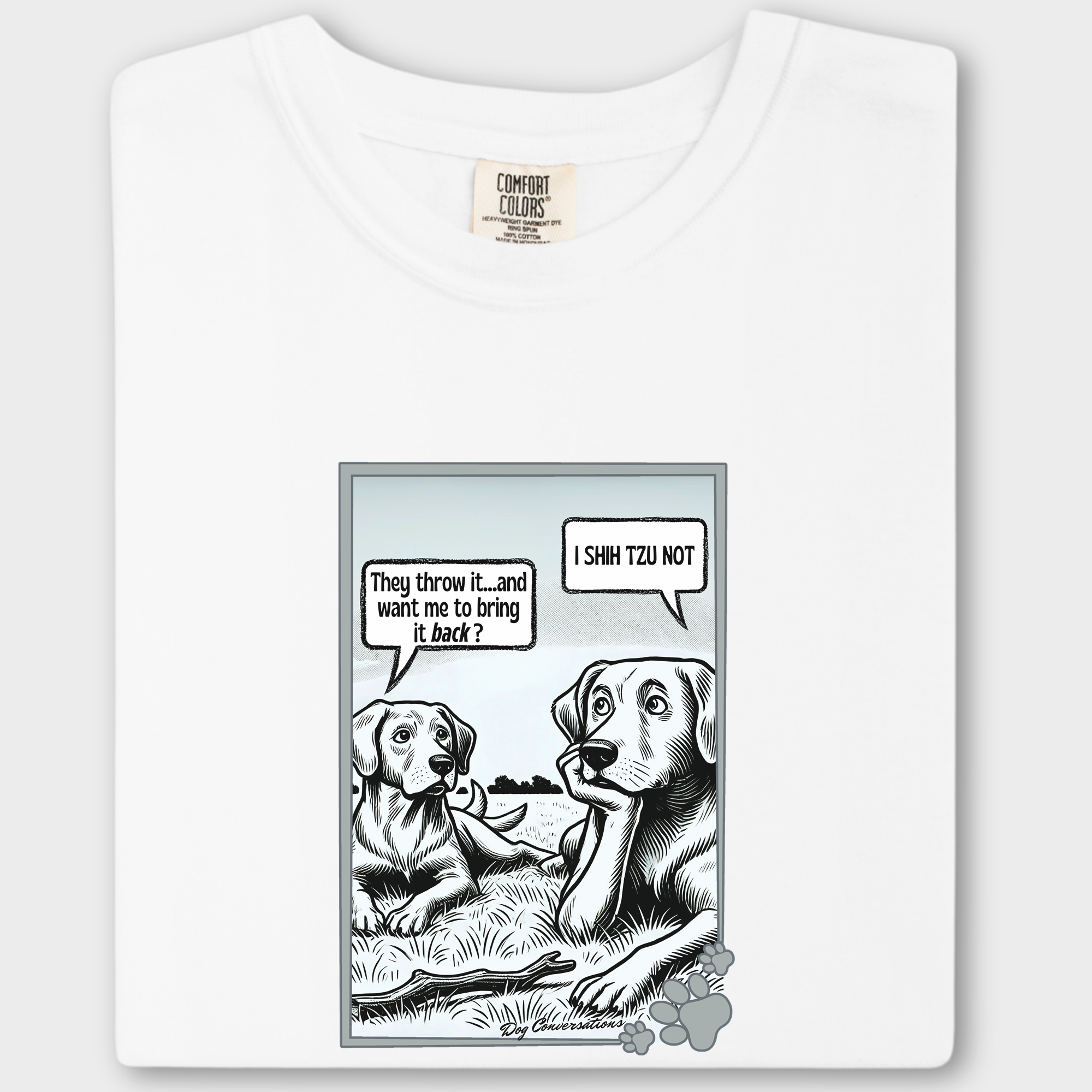 Western I Shih Tzu Not - Stick Dog Graphic Comfort Colors T-Shirt in White-Fetch N Found