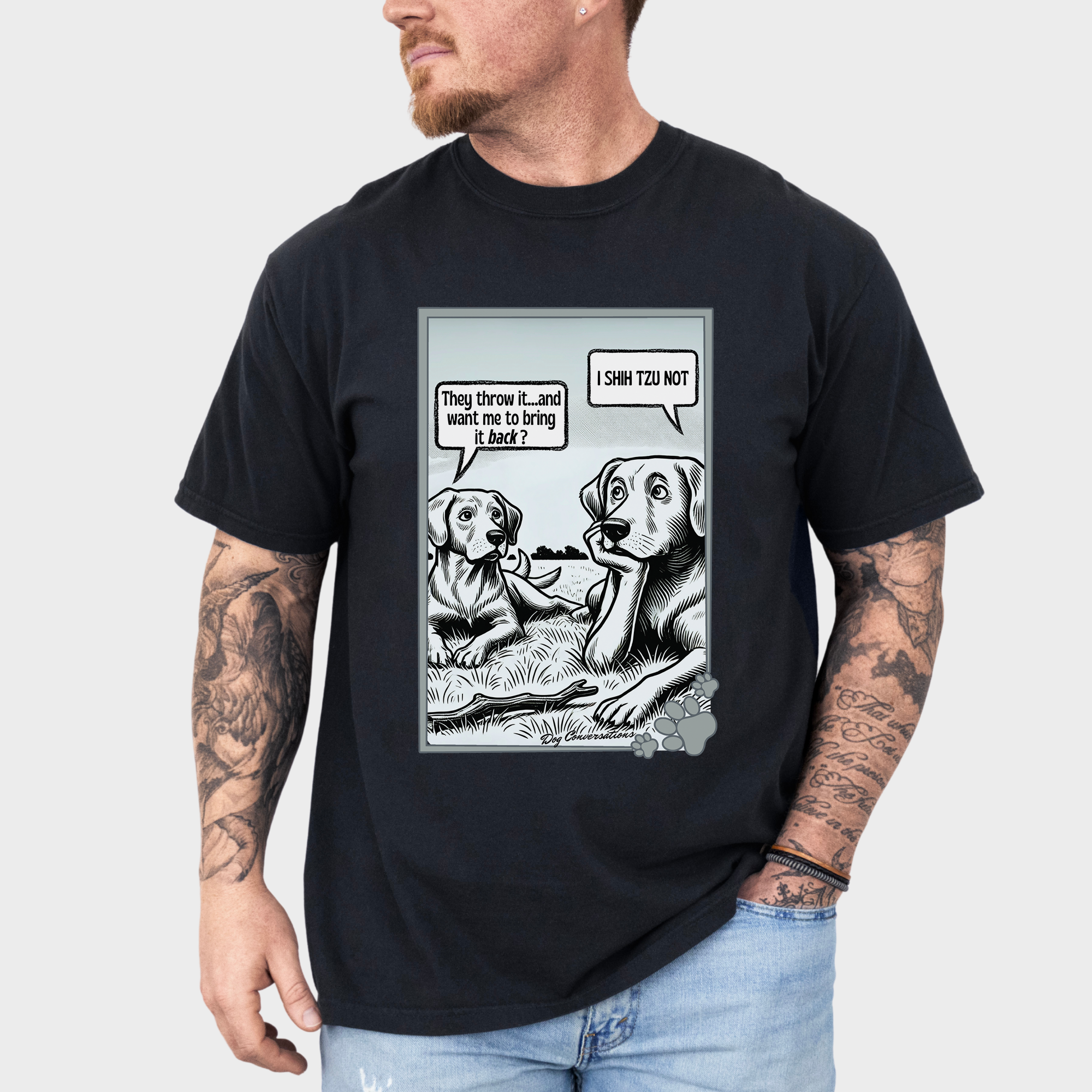 Western I Shih Tzu Not - Stick Dog Graphic Comfort Colors T-Shirt in Black-Fetch N Found
