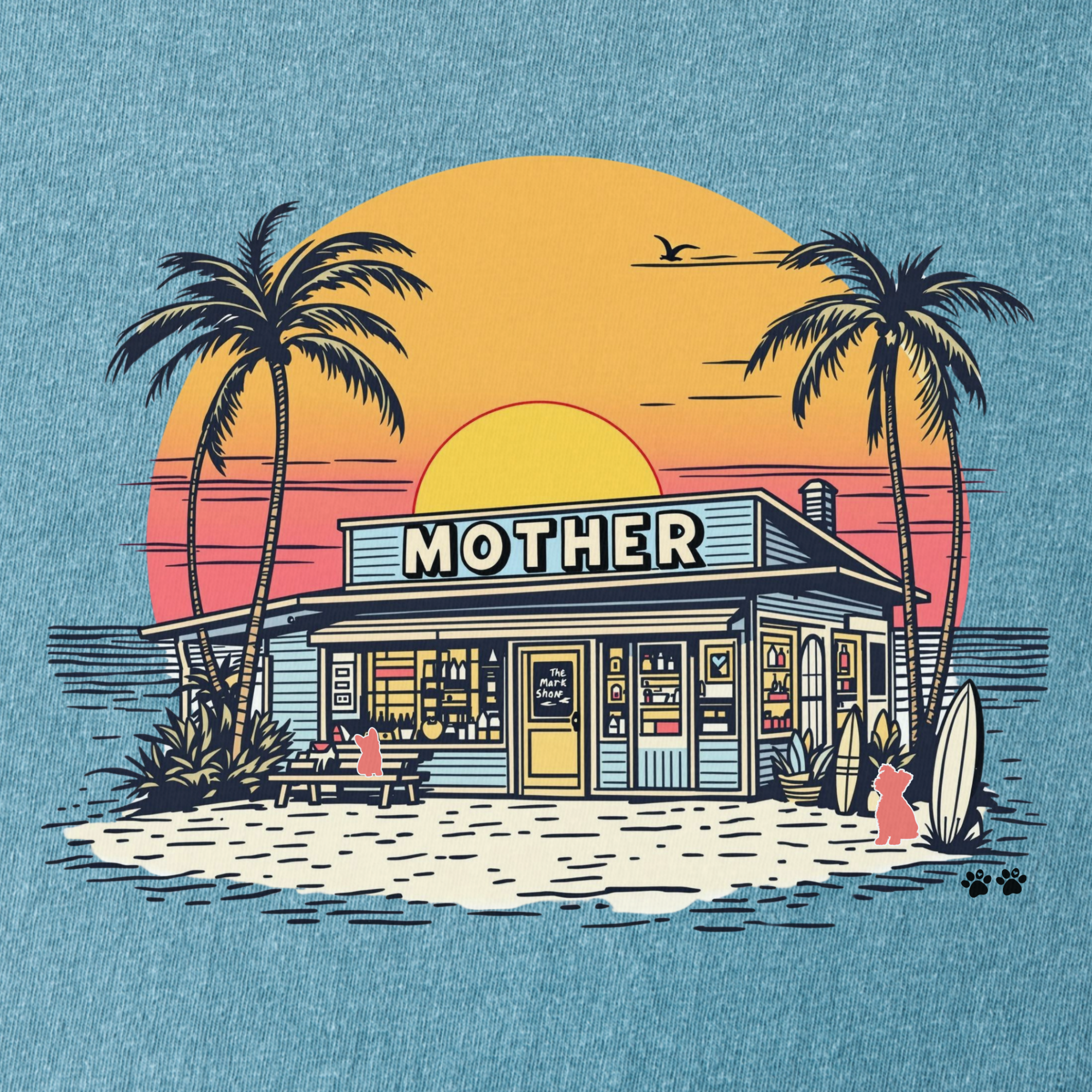 Vintage Mother Surf Shop Dog Graphic Comfort Colors T-Shirt in Ice Blue-T-Shirt-Fetch N Found