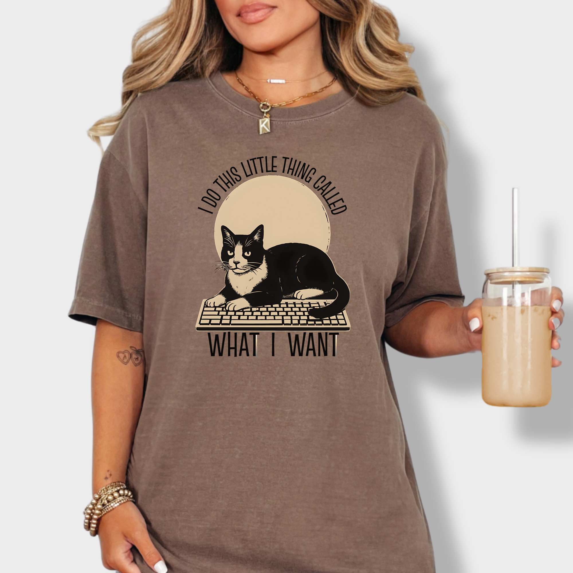 Retro I Do This Little Thing Called What I Want Cat Minimalist Comfort Colors T-Shirt in Espresso-T-Shirt-Espresso-Fetch N Found