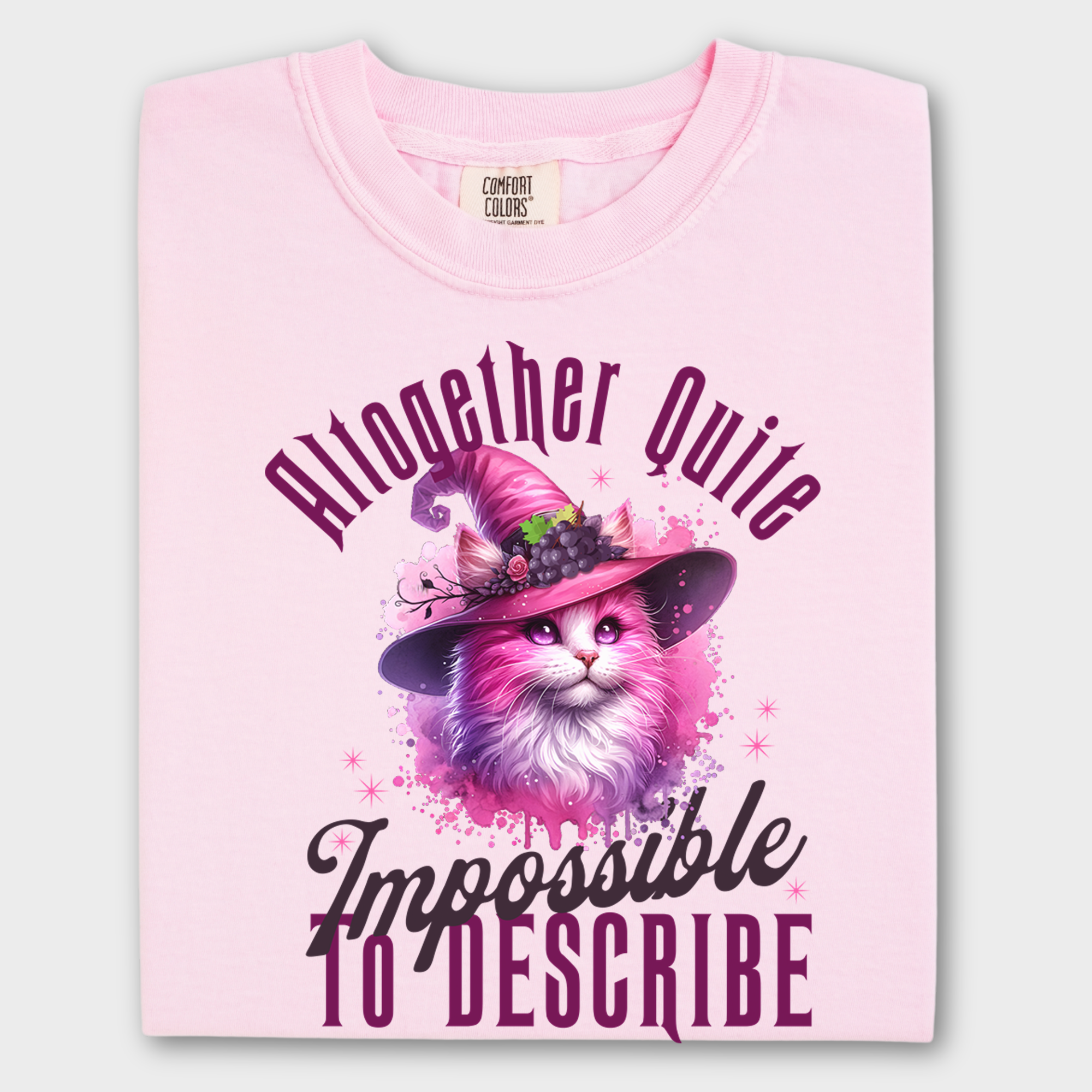 Retro Cute Cat Pink Wicked Impossible to Describe Graphic T-Shirt in Blossom-Fetch N Found