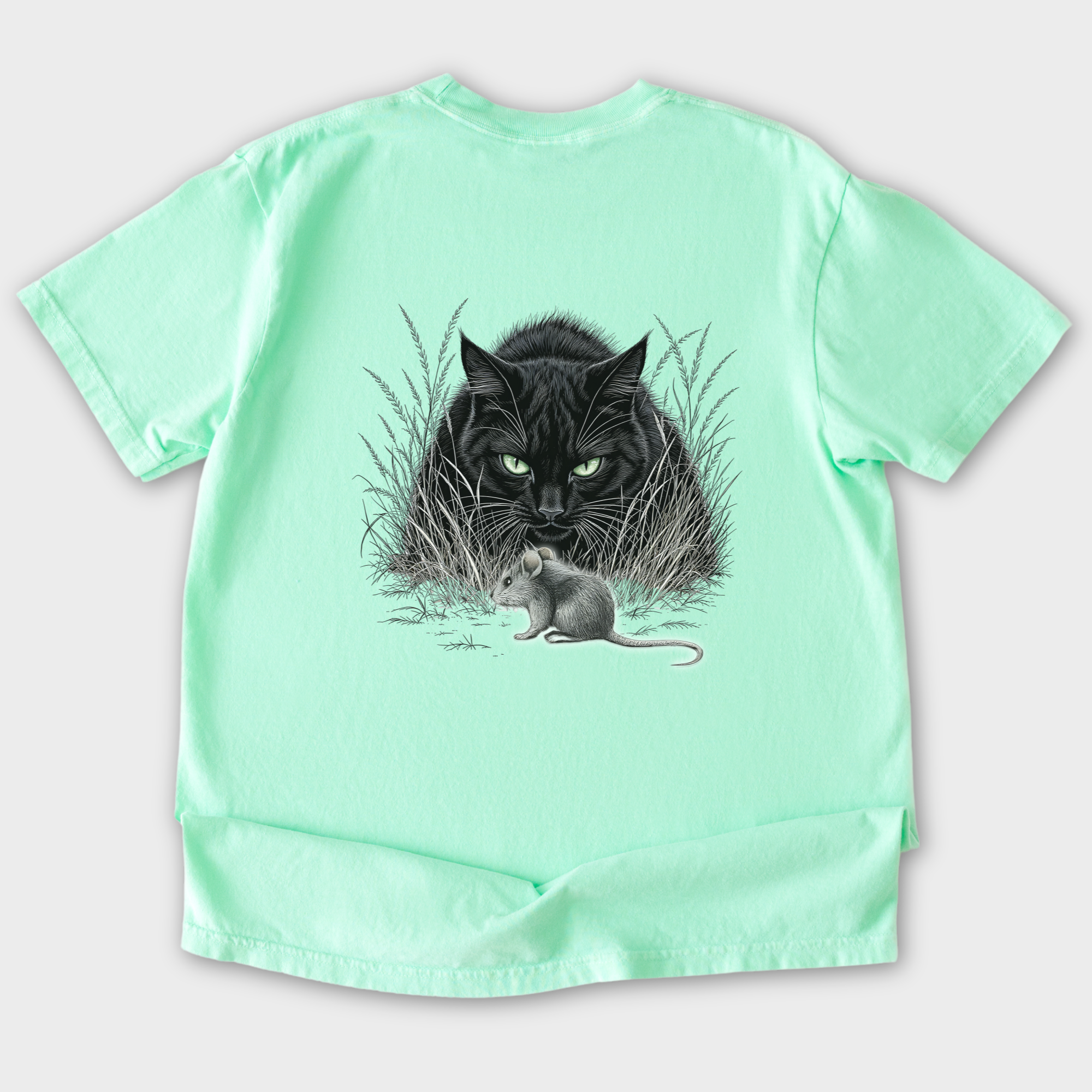 Line Art Too Long Didnt Read TLDR Cat plus Mouse Cat Graphic Comfort Colors T-Shirt in Island Reef-T-Shirt-Fetch N Found