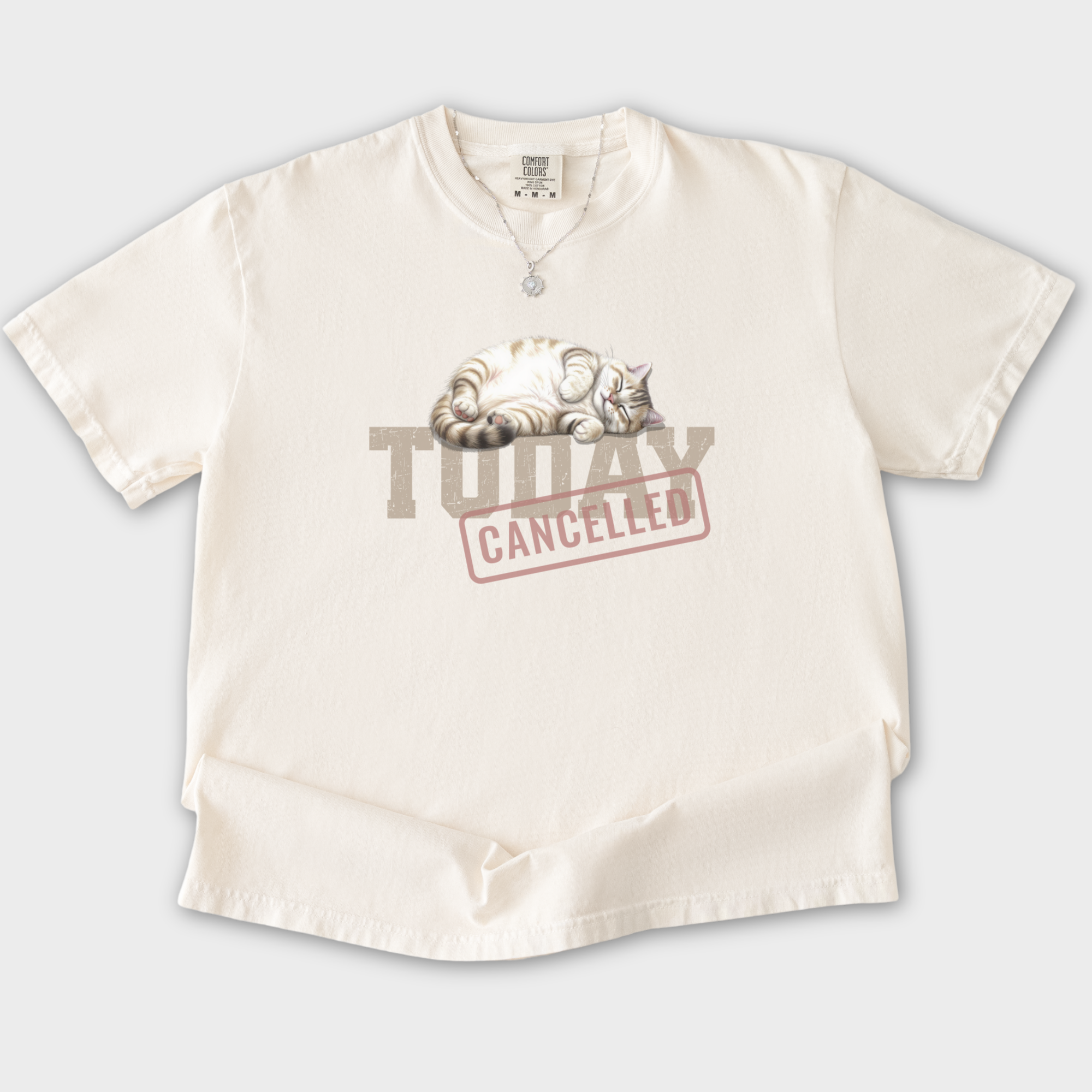 Line Art Today is Cancelled Cat Graphic Comfort Colors T-Shirt in Ivory-T-Shirt-Ivory-S-Fetch N Found