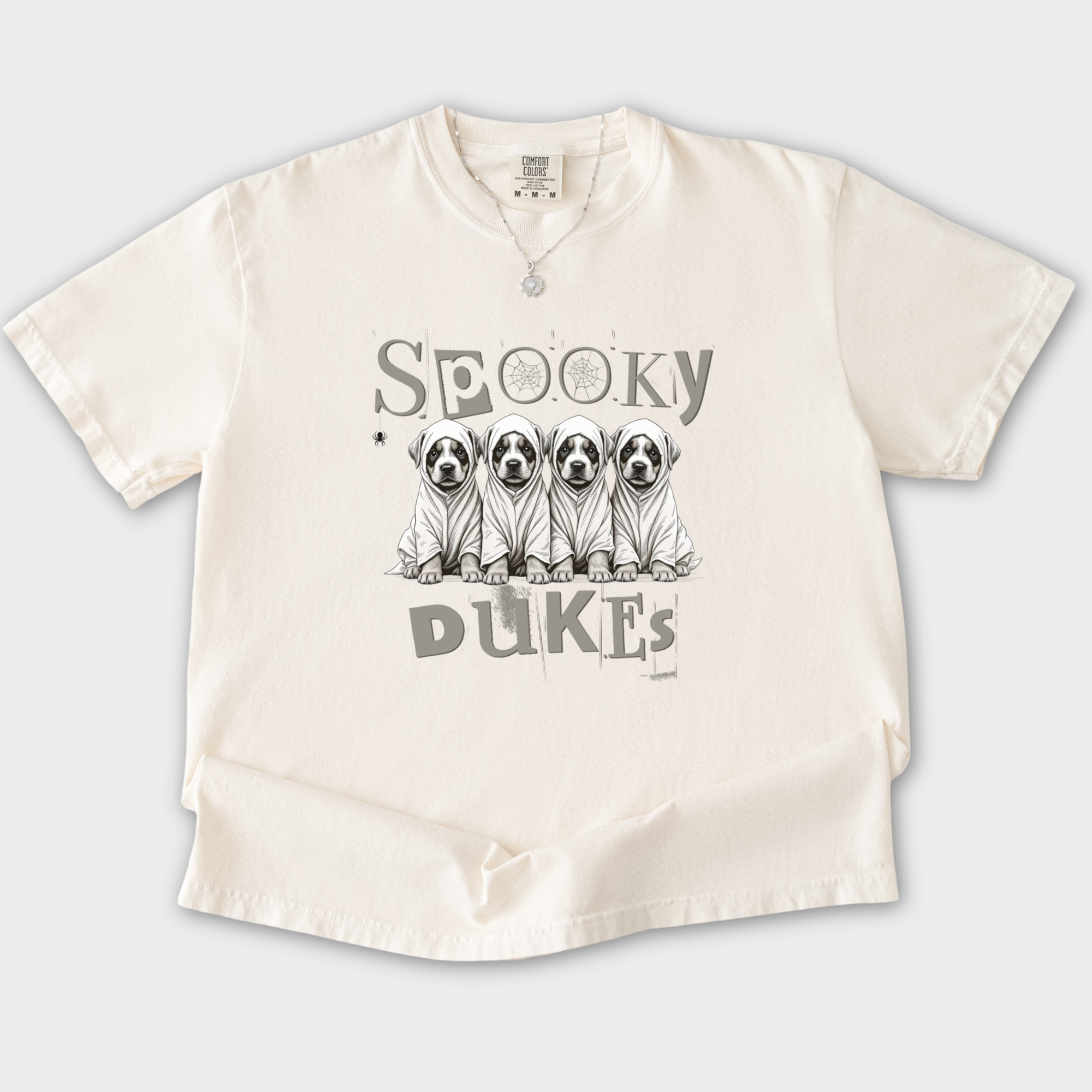 Vintage Spooky Dukes Trick-or-Treaters Dog Graphic Comfort Colors T-Shirt in Ivory-T-Shirt-Ivory-S-Fetch N Found