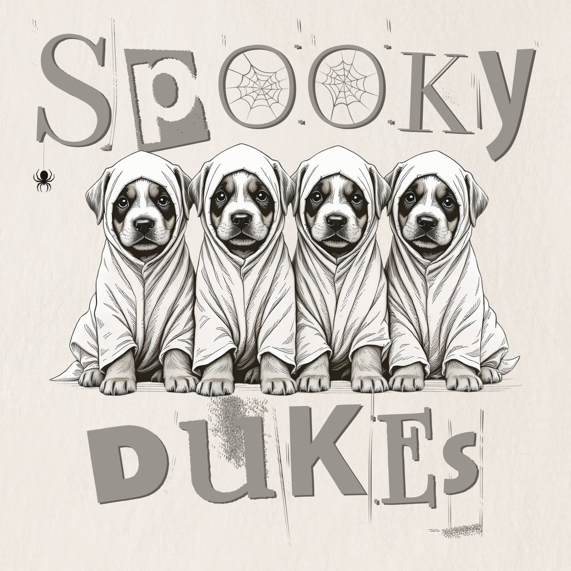 Vintage Spooky Dukes Trick-or-Treaters Dog Graphic Comfort Colors T-Shirt in Ivory-T-Shirt-Fetch N Found