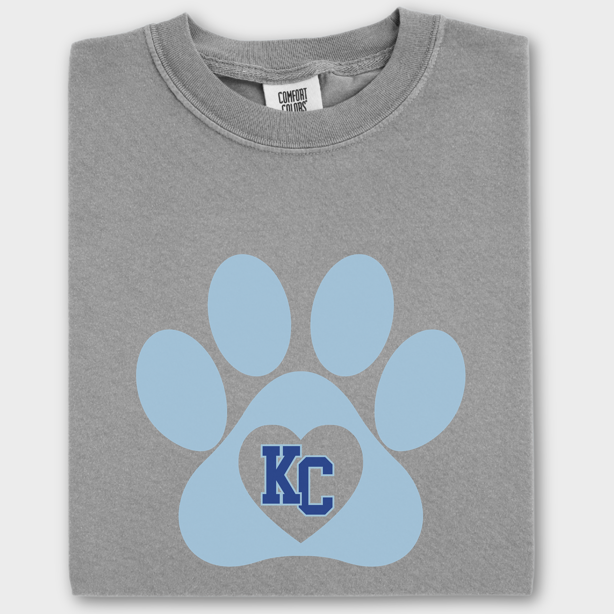 Vintage KC Paw Print Pet Graphic Comfort Colors T-Shirt in Grey-Fetch N Found