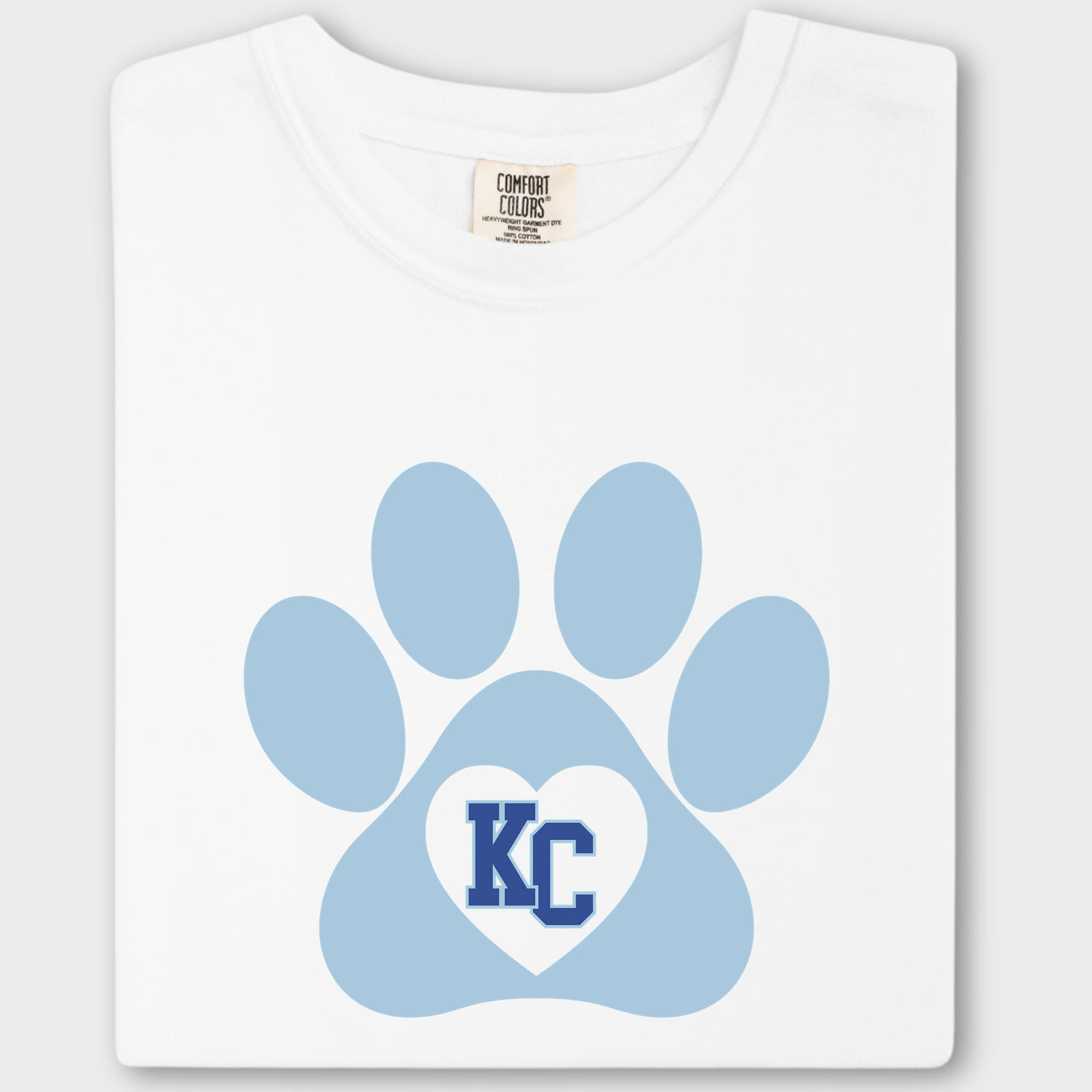 Vintage KC Paw Print Pet Graphic Comfort Colors T-Shirt in White-Fetch N Found