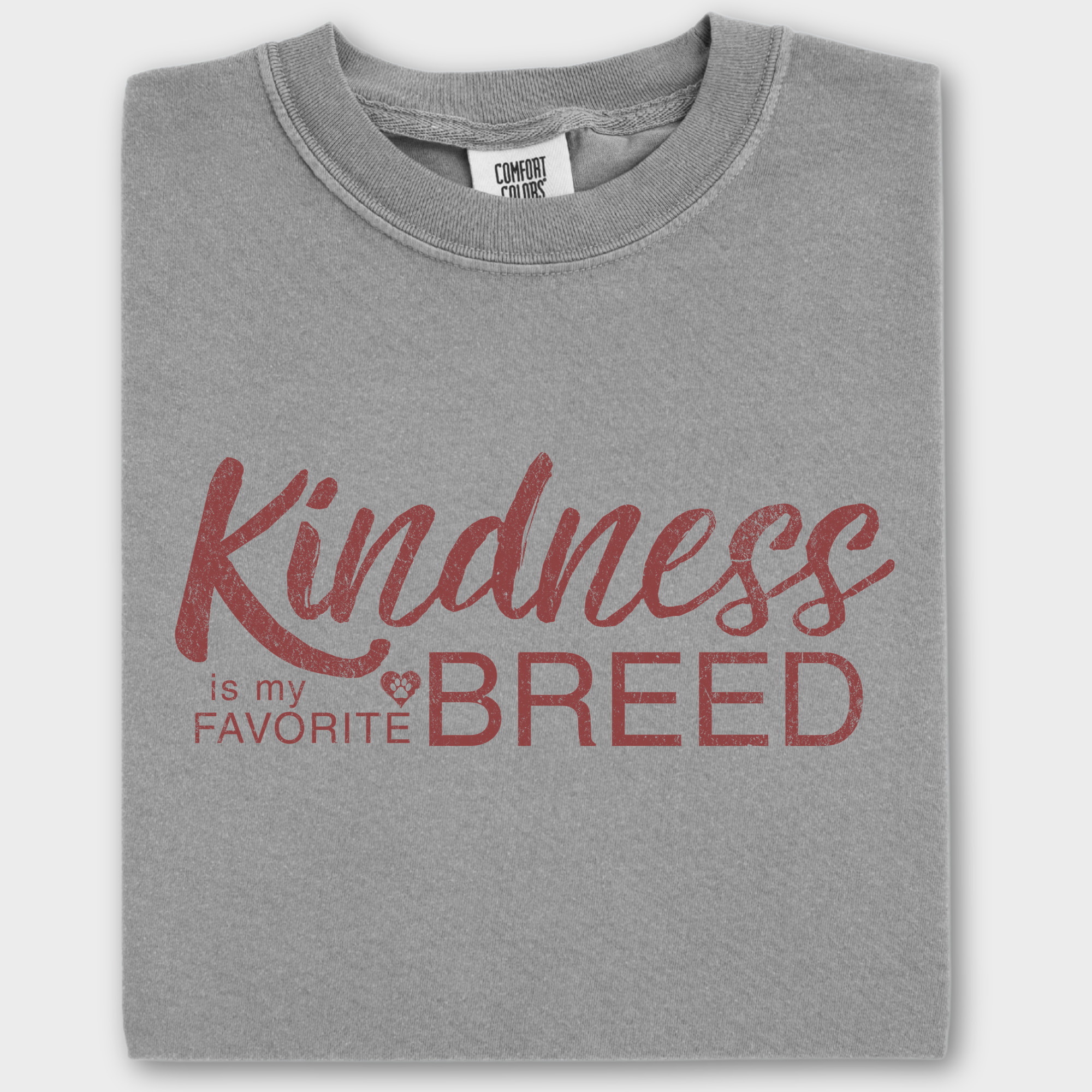 Vintage Kindness Is My Favorite Breed Dog Text Comfort Colors T-Shirt in Gray-T-Shirt-Gray-Fetch N Found