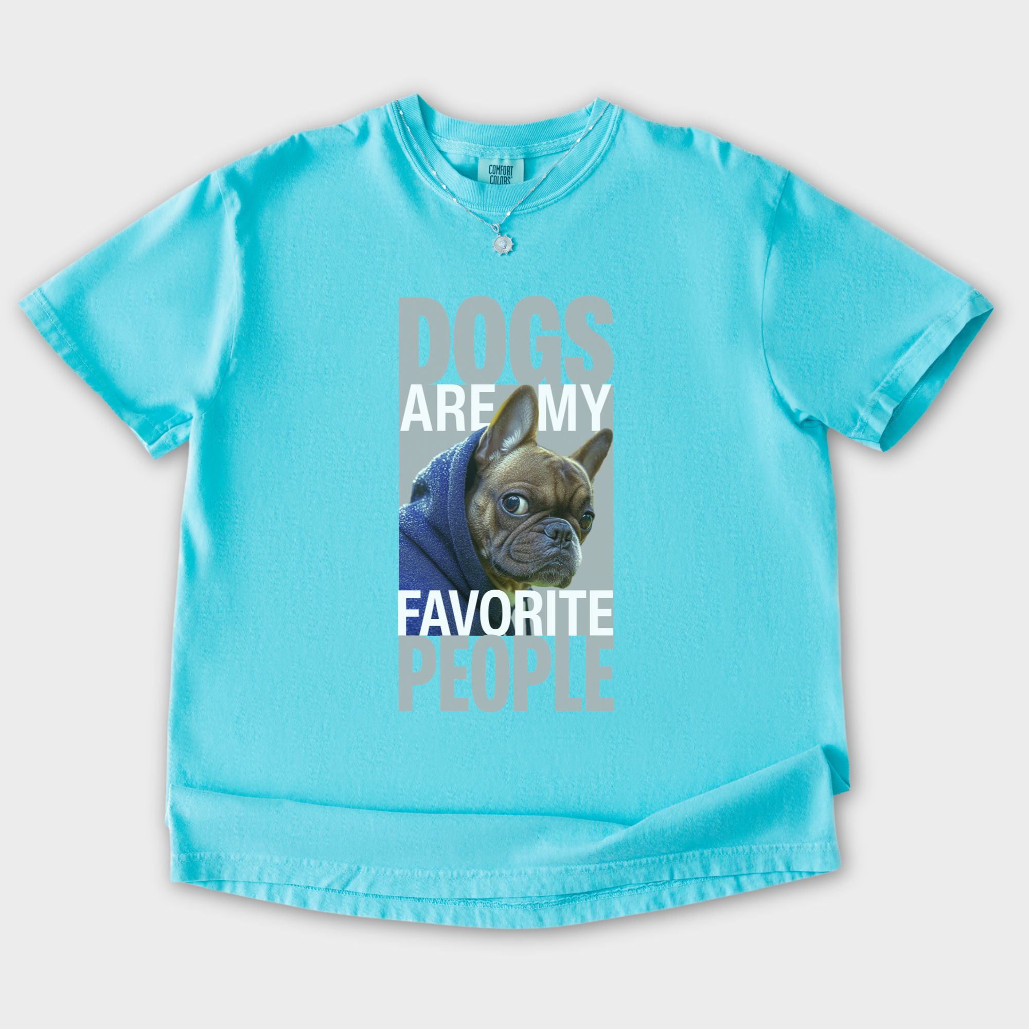 Modern Dogs Are My Favorite People Dog Graphic Comfort Colors T-Shirt in Lagoon Blue