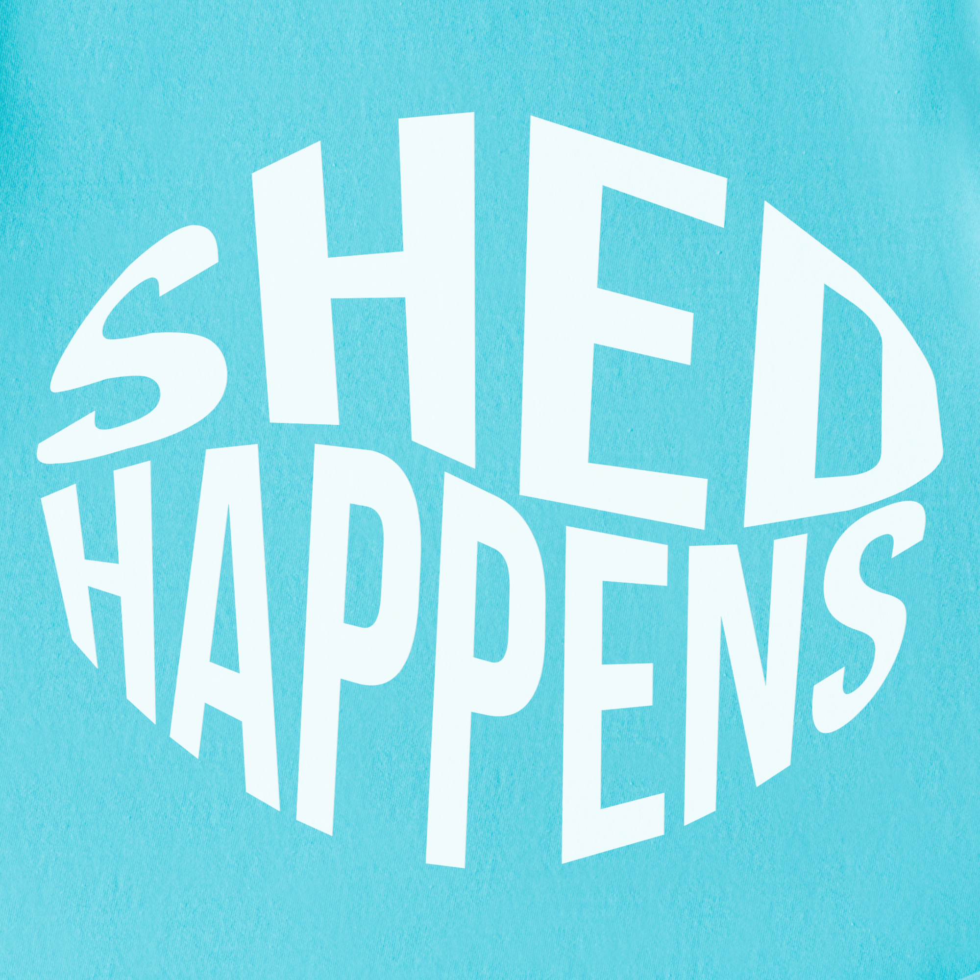 Retro SHED Happens Sarcastic Pet Text T-Shirt in Lagoon Blue