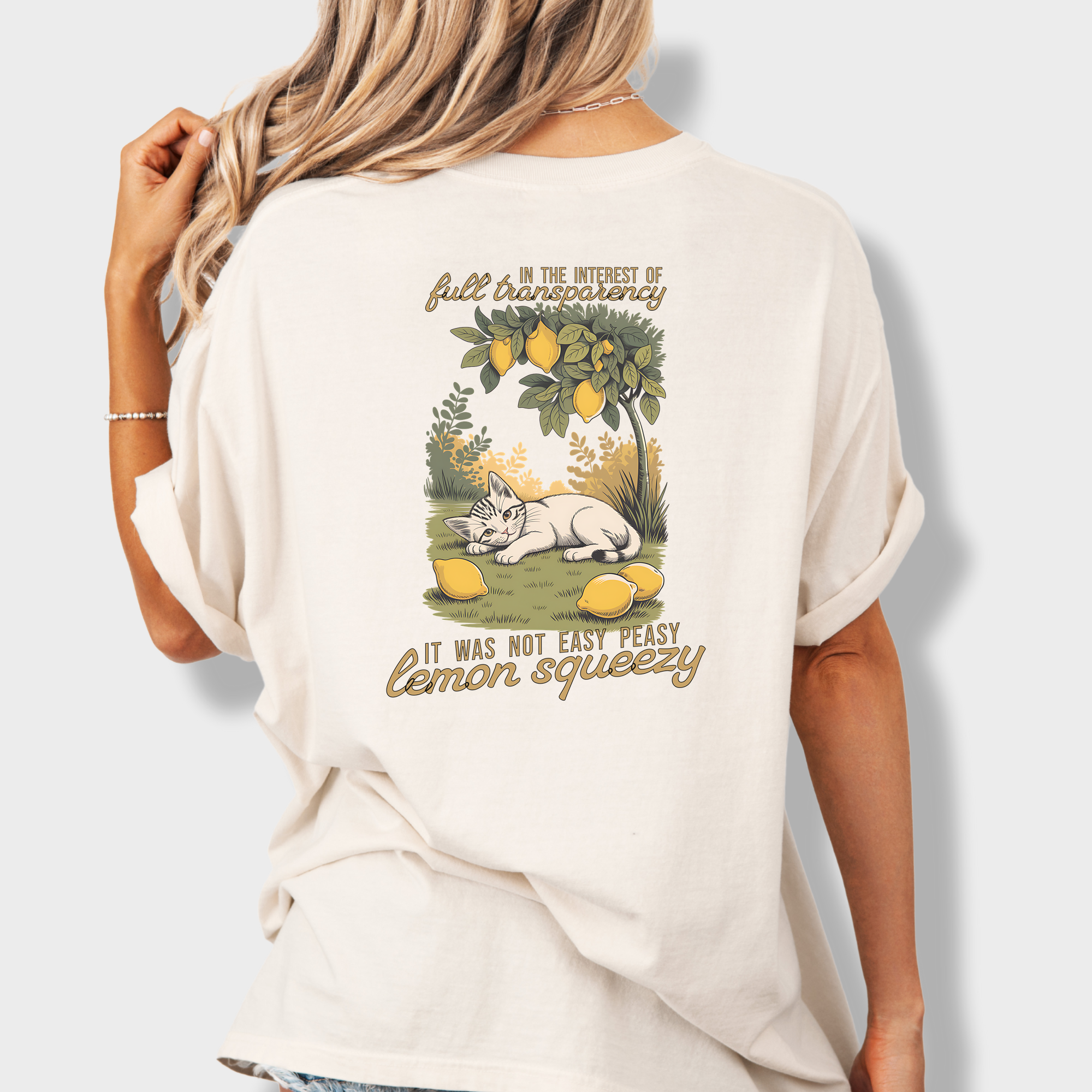 Vintage Lemon Squeezy Cat Graphic Comfort Colors Premium T-Shirt in Ivory-Fetch N Found