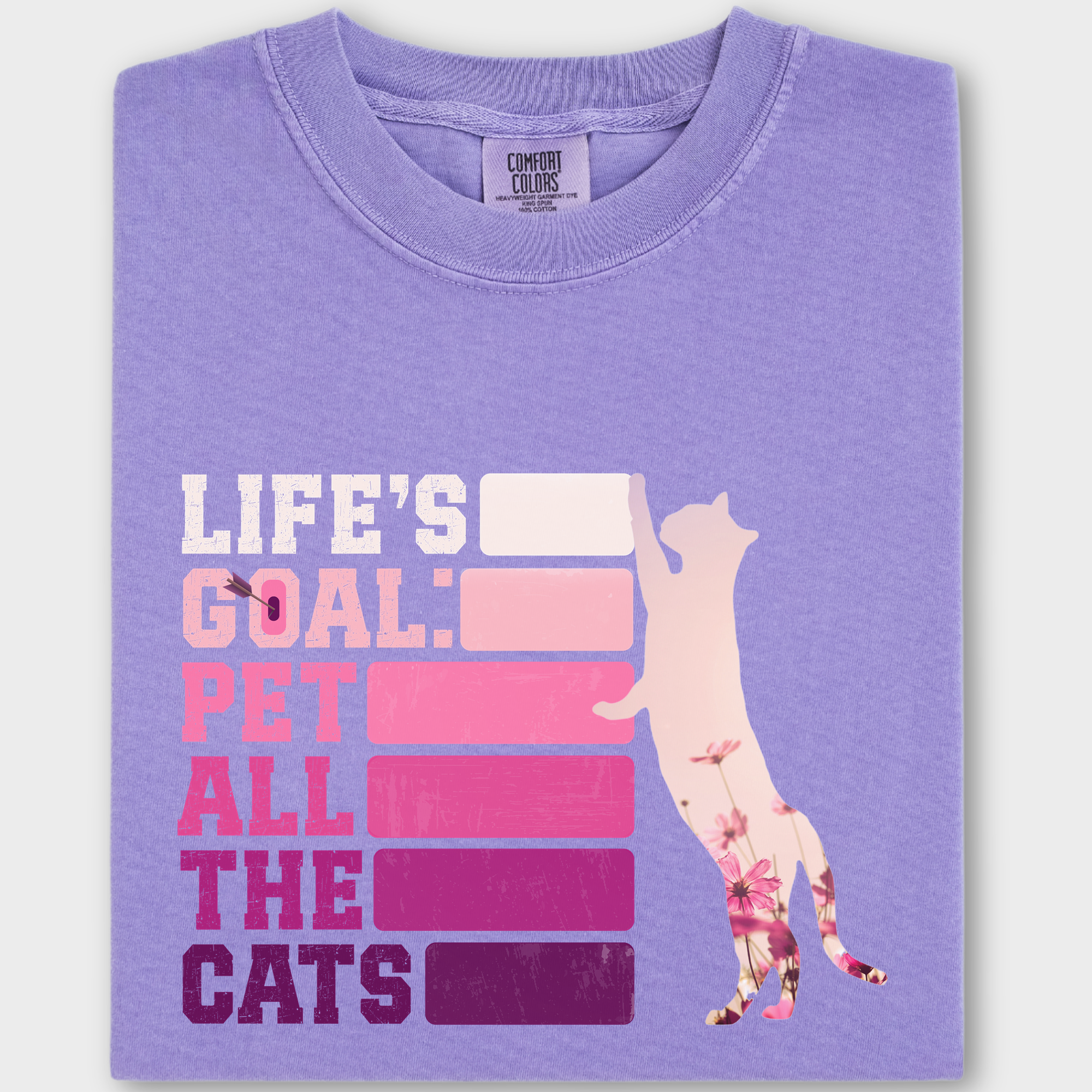 Artistic Pet All the Cats Cat Text Comfort Colors T-Shirt in Violet-Fetch N Found