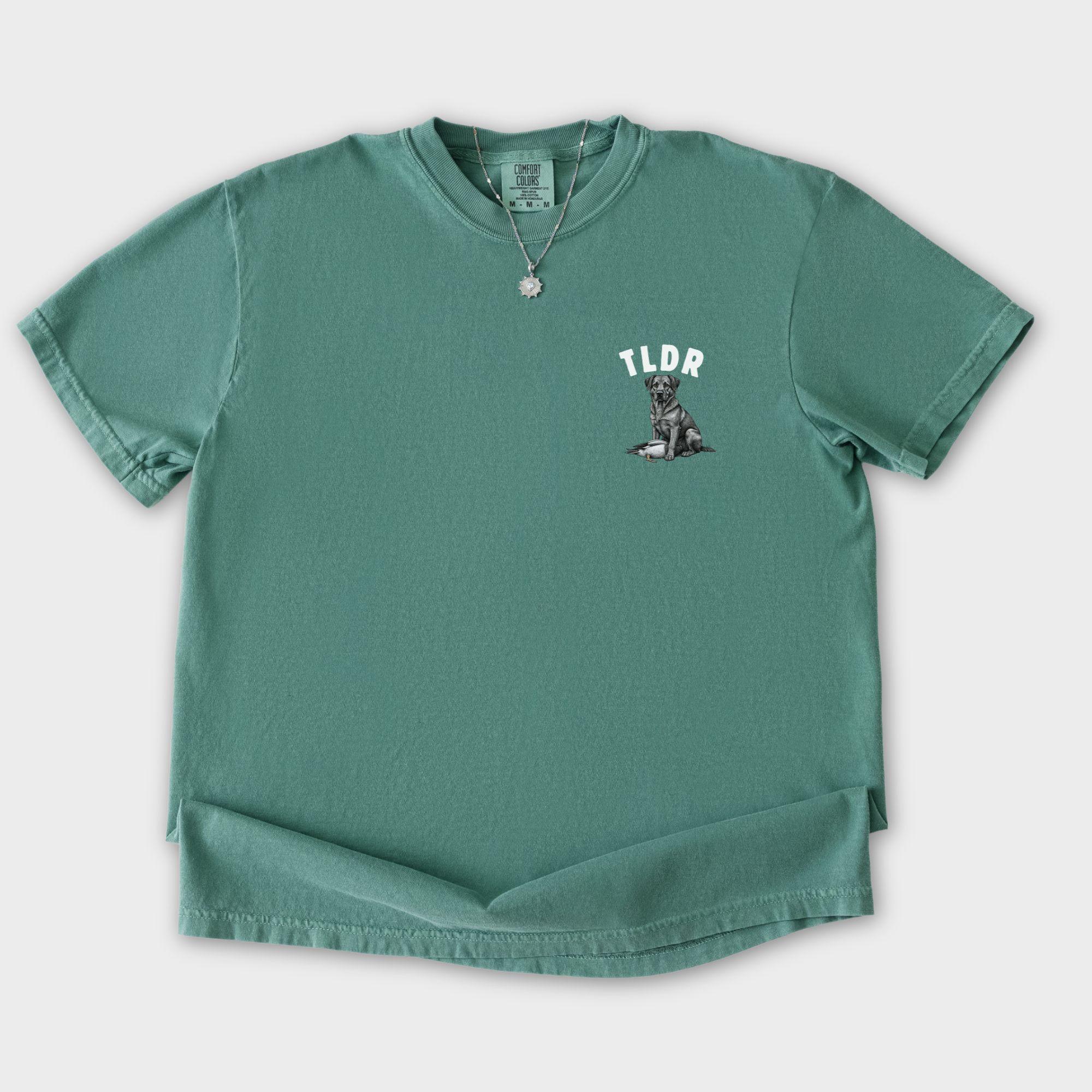 Line Art Too Long Didnt Read TLDR Dog Plus Duck Dog Graphic Comfort Colors T-Shirt in Light Green-T-Shirt-Light Green-S-Fetch N Found