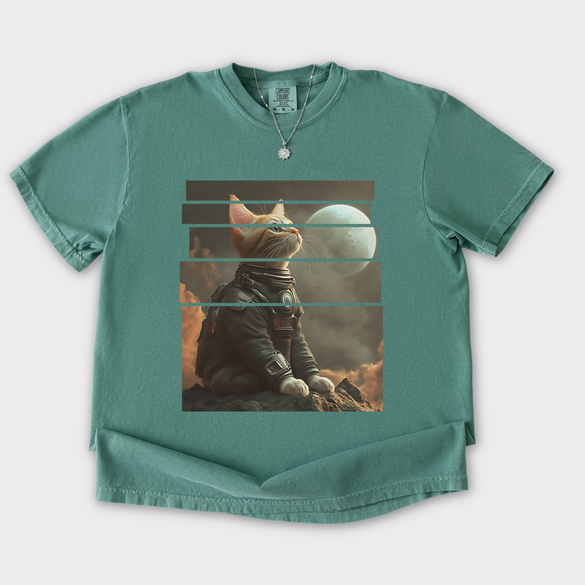 Vintage Cute Cat Graphic T-Shirt in Light Green
