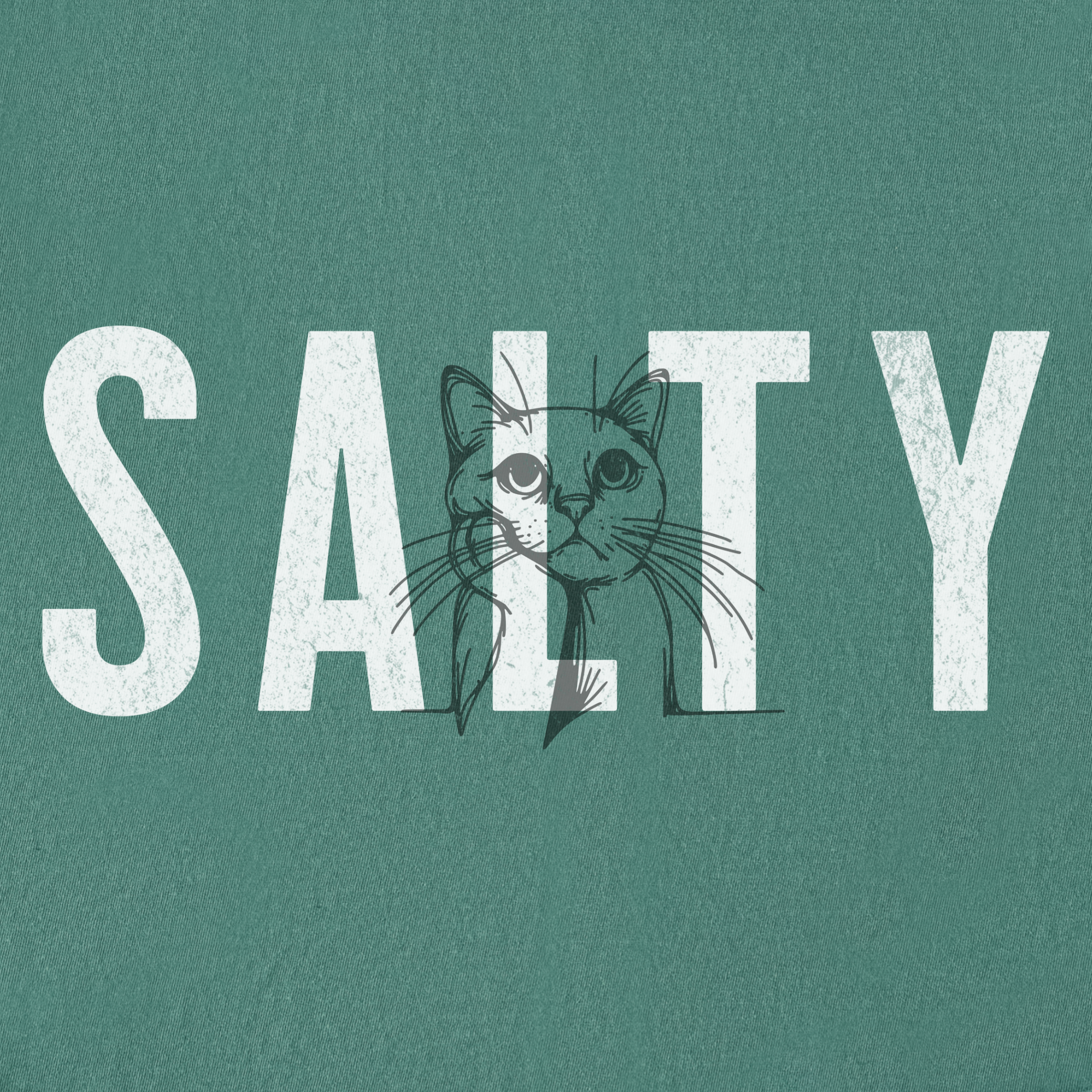 Retro Salty Cat Text Comfort Colors T-Shirt in Light Green