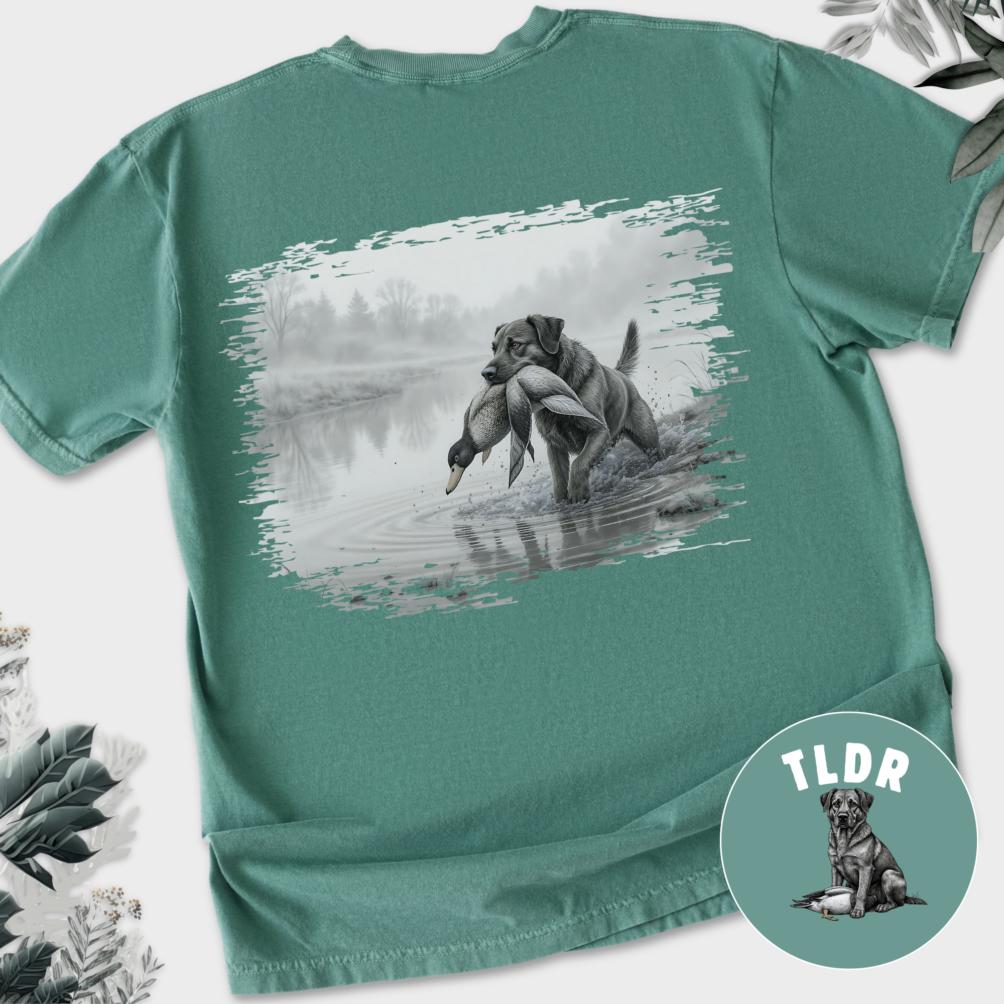 Line Art Too Long Didnt Read TLDR Dog Plus Duck Dog Graphic Comfort Colors T-Shirt in Light Green-T-Shirt-Light Green-Fetch N Found