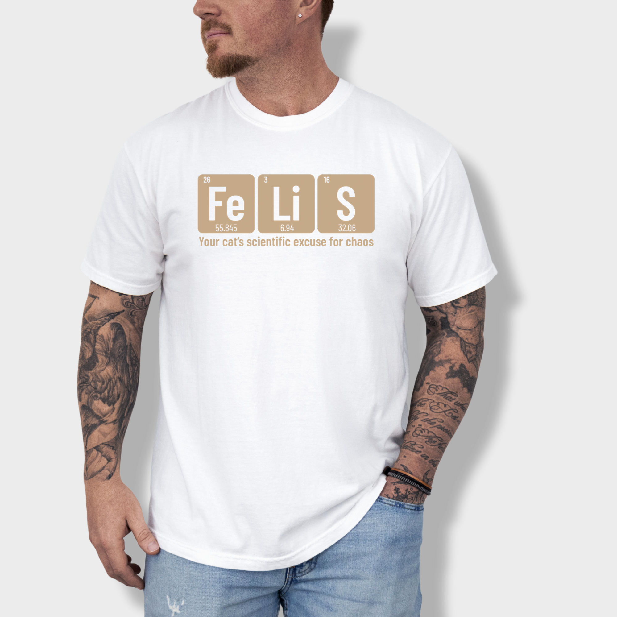 Artistic Felis Cat Graphic Comfort Colors T-Shirt in White-Fetch N Found