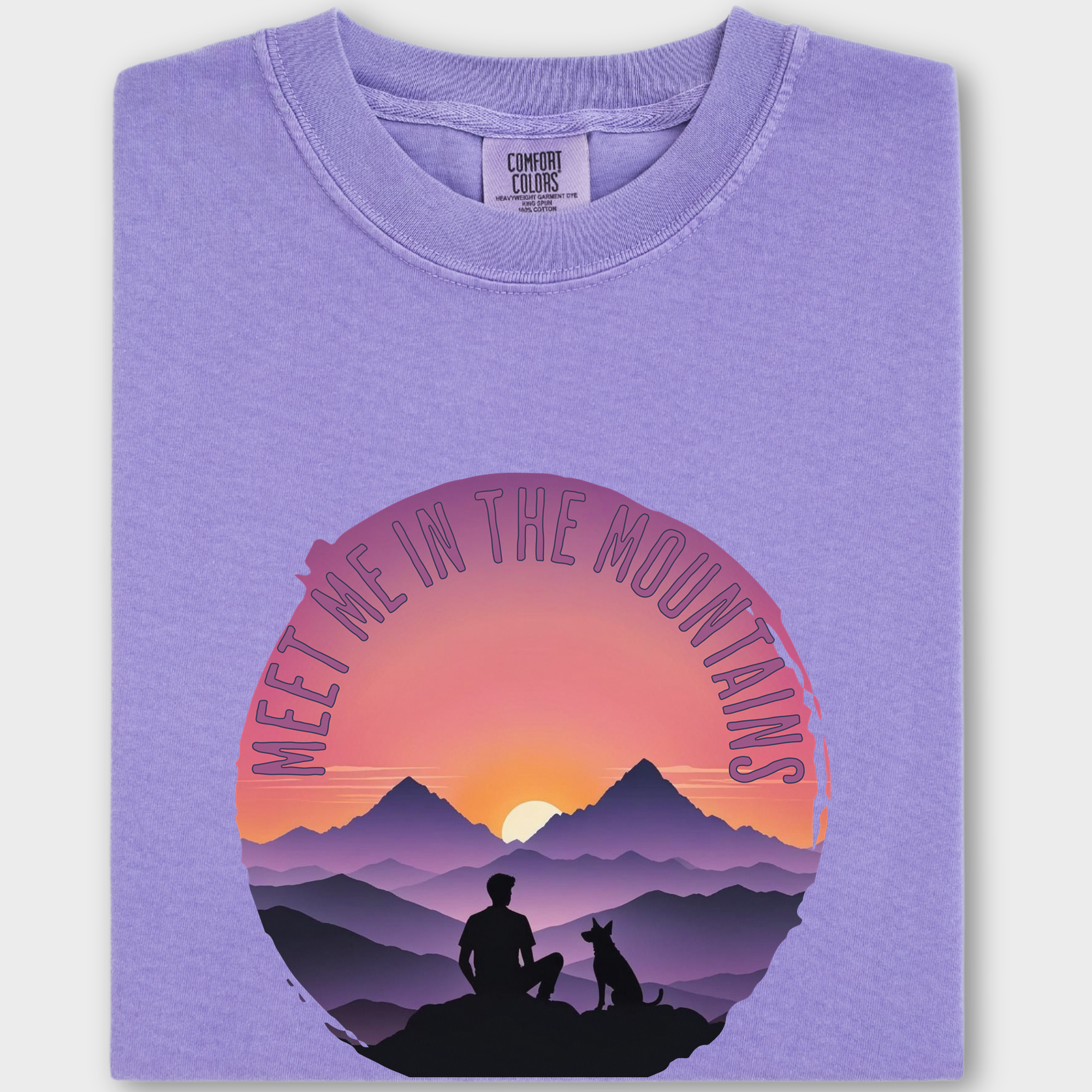 Retro Meet Me In The Mountains Dog Graphic Comfort Colors T-Shirt in Violet-Fetch N Found