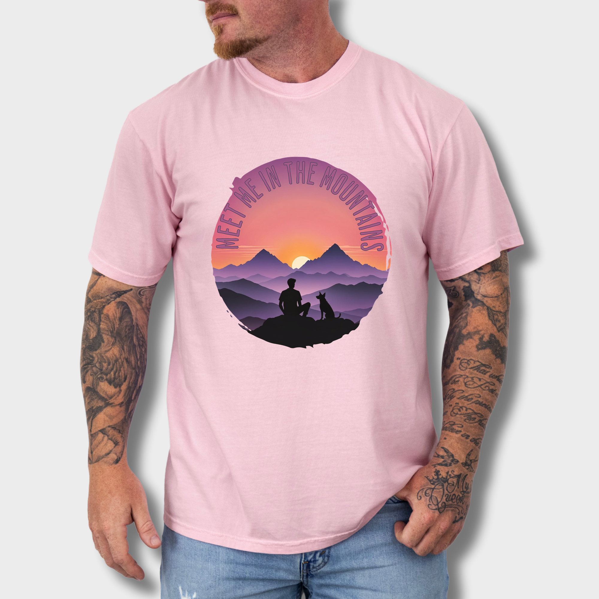 Retro Meet Me In The Mountains Dog Graphic Comfort Colors T-Shirt in Blossom-Fetch N Found