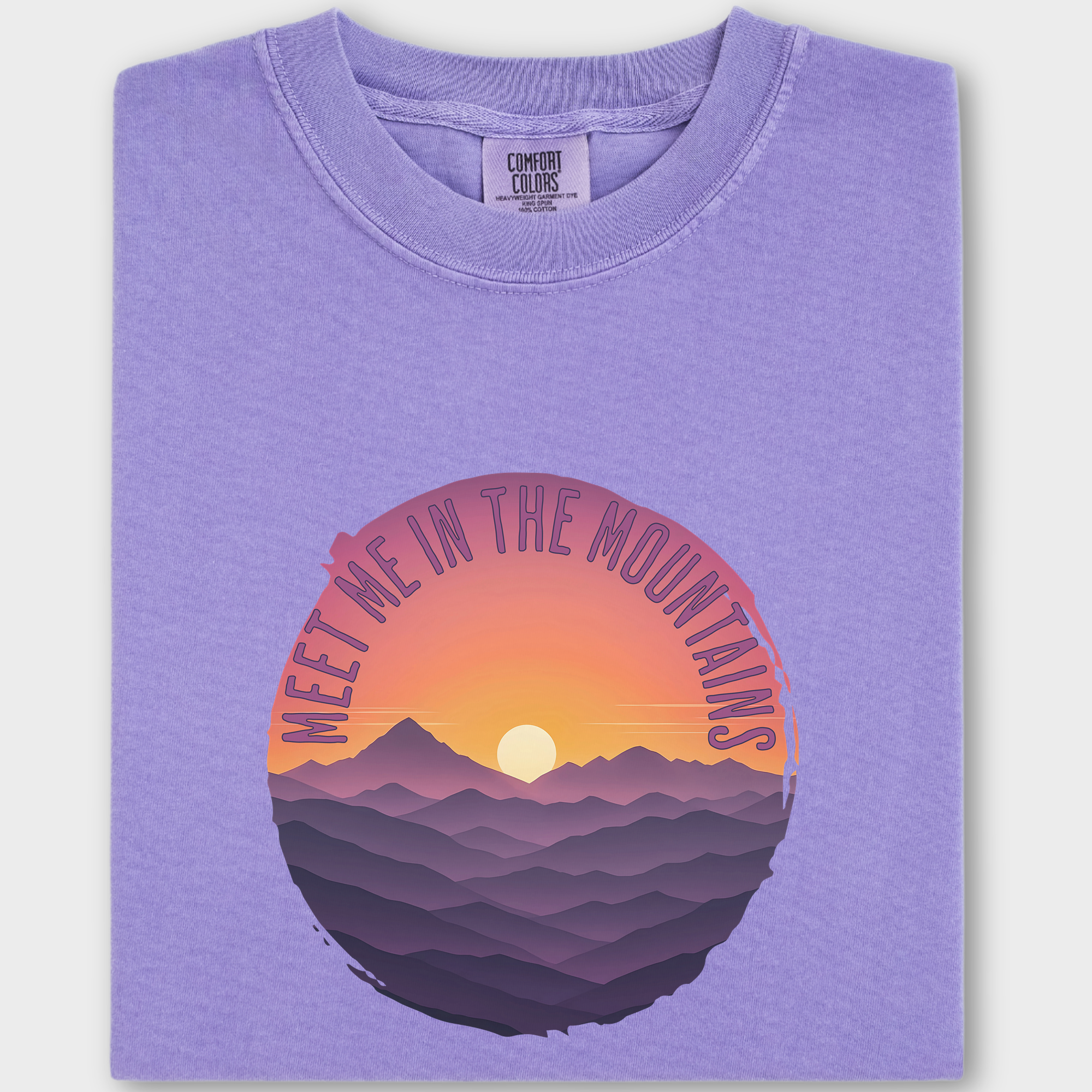 Artistic Meet Me In The Mountains Version II Pet Graphic Comfort Colors T-Shirt in Violet-T-Shirt-Violet-Fetch N Found