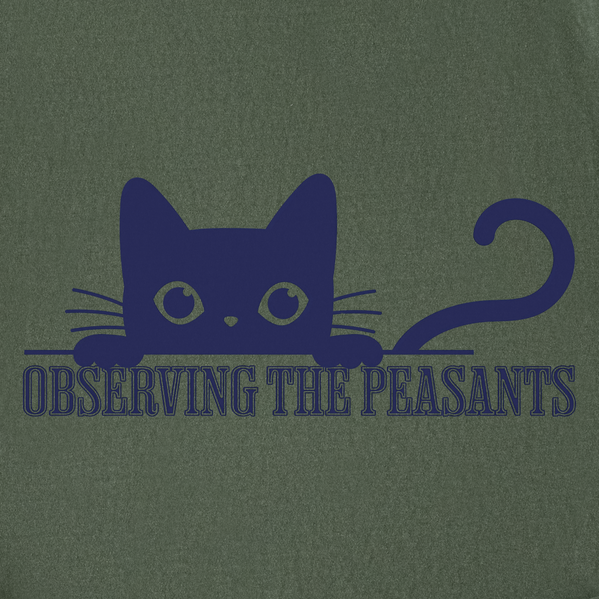 Minimalist Observing the Peasants Cat Graphic Comfort Colors T-Shirt in Moss-T-Shirt-Fetch N Found