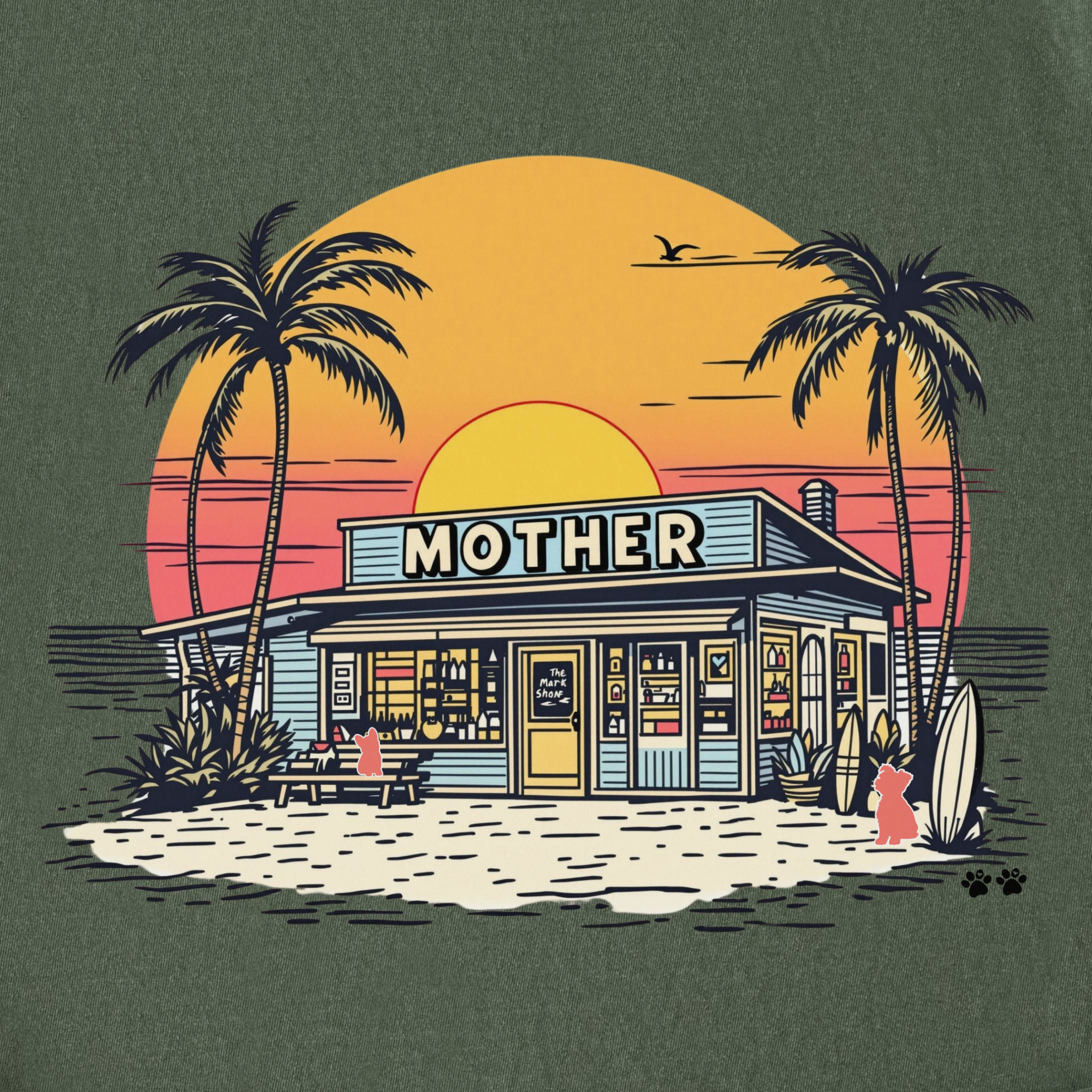 Vintage Mother Surf Shop Dog Graphic Comfort Colors T-Shirt in Moss-T-Shirt-Fetch N Found