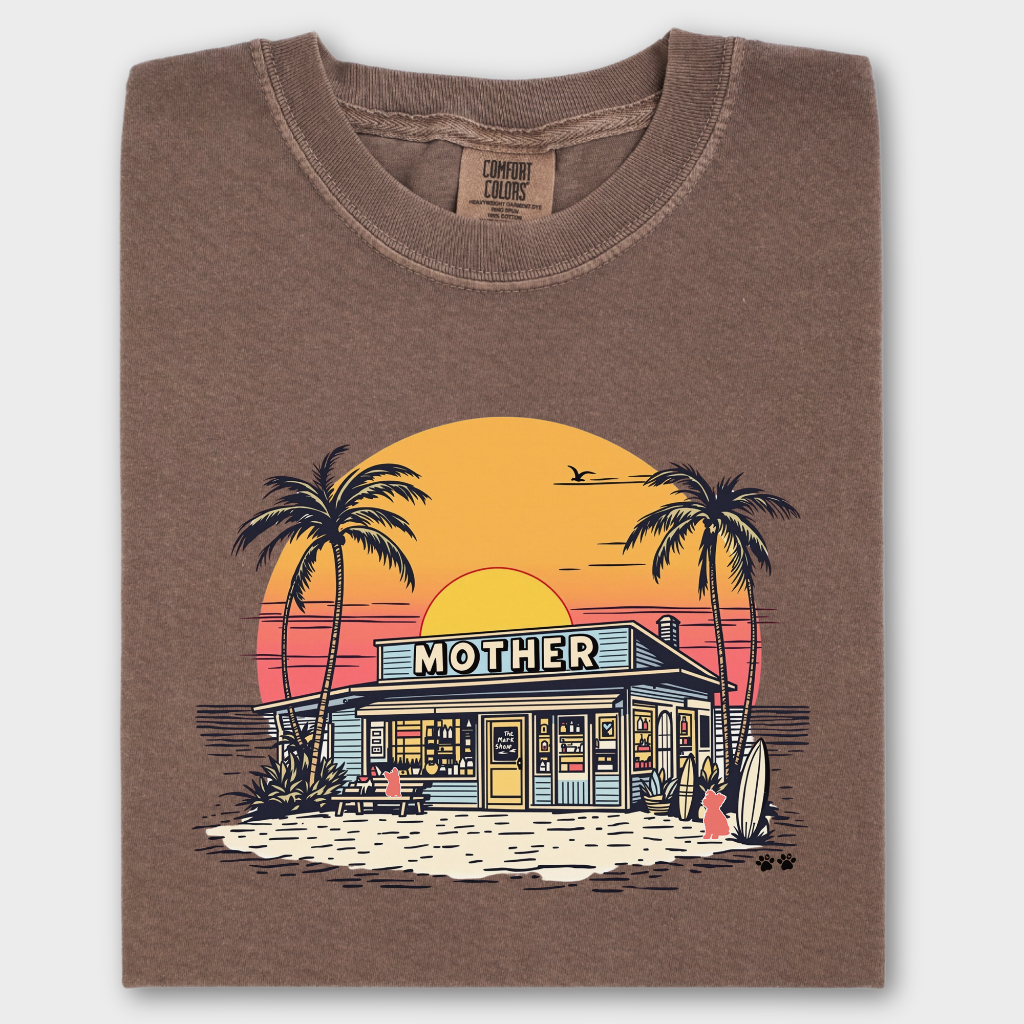 Vintage Mother Surf Shop Dog Graphic Comfort Colors T-Shirt in Espresso-T-Shirt-Espresso-Fetch N Found