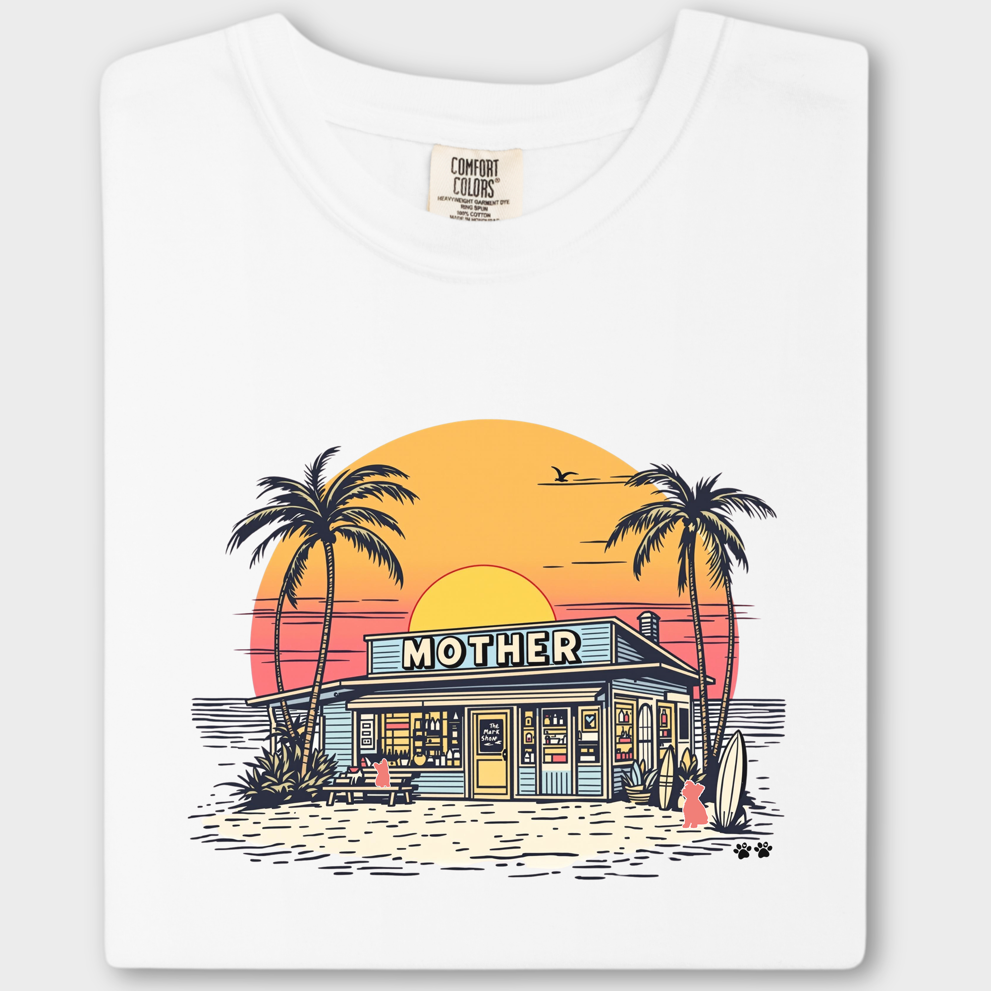 Vintage Mother Surf Shop Dog Graphic Comfort Colors T-Shirt in White-T-Shirt-White-Fetch N Found