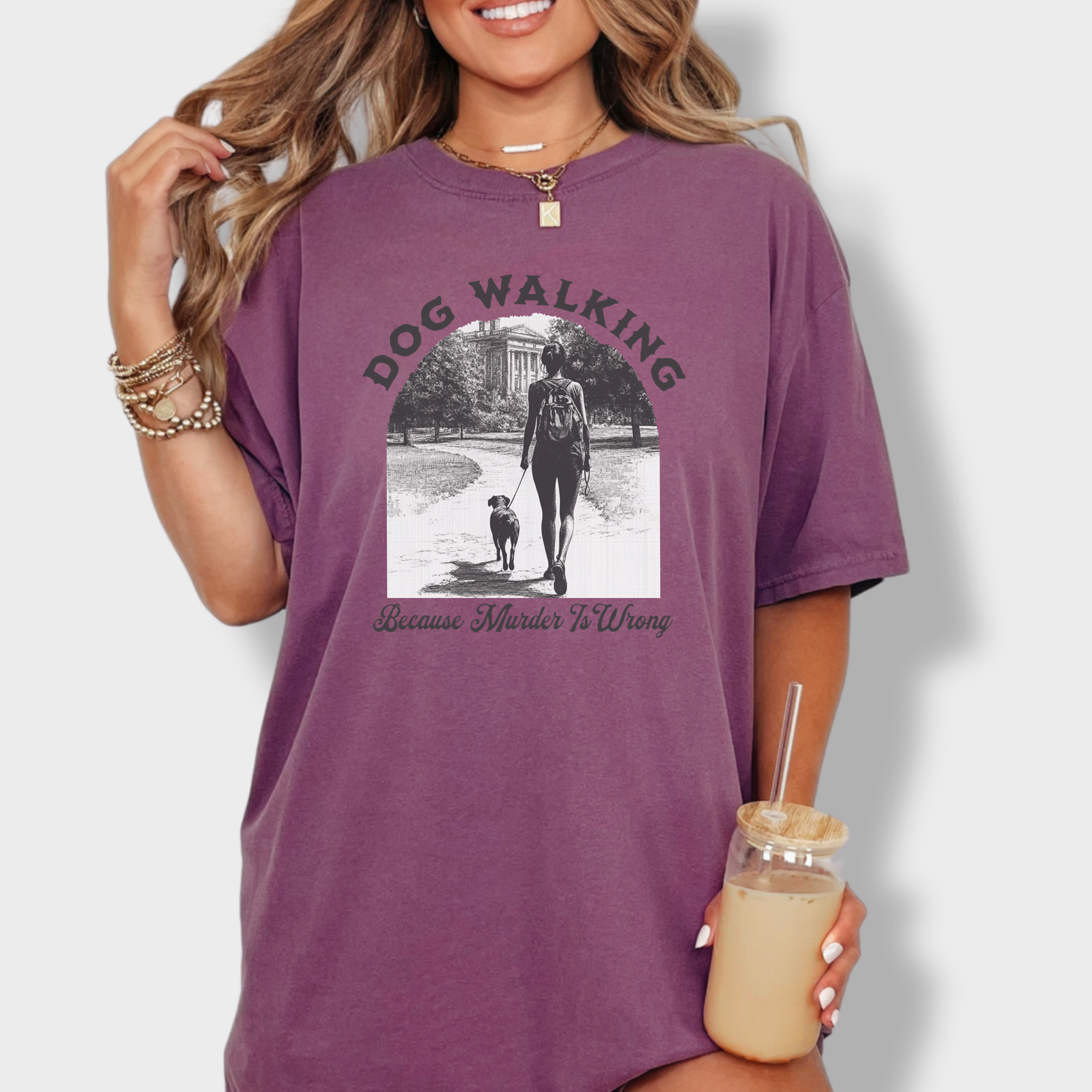 Western Murder Is Wrong Dog Graphic Comfort Colors T-Shirt in Berry-Fetch N Found