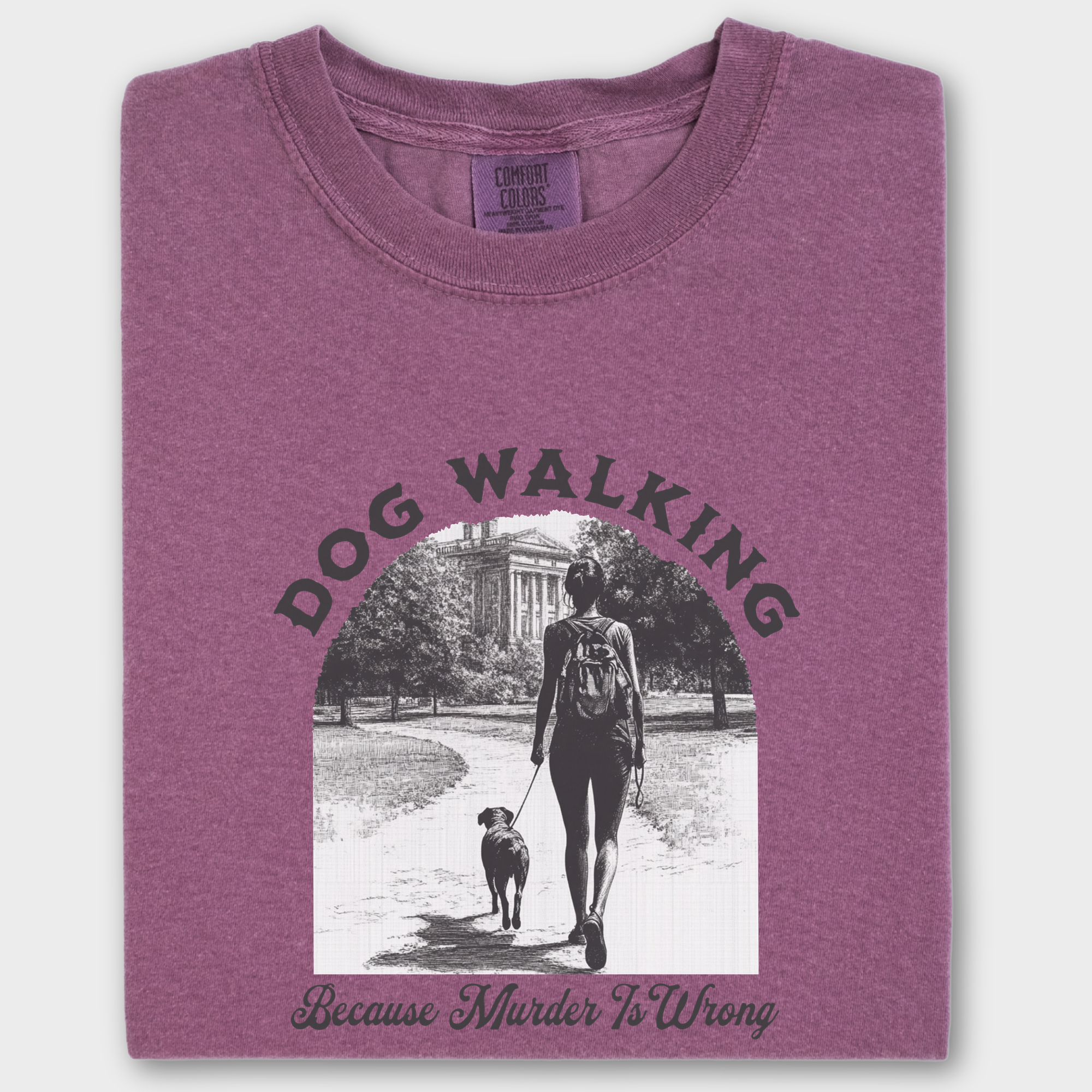 Western Murder Is Wrong Dog Graphic Comfort Colors T-Shirt in Berry-Fetch N Found