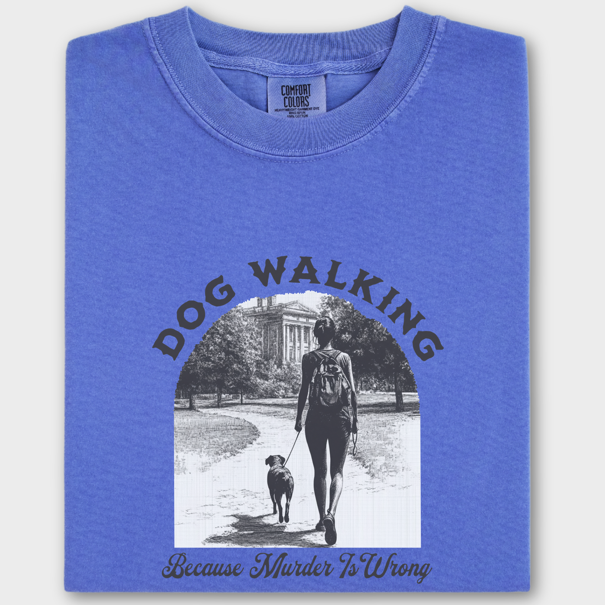 Western Murder Is Wrong Dog Graphic Comfort Colors T-Shirt in Flo Blue-Fetch N Found