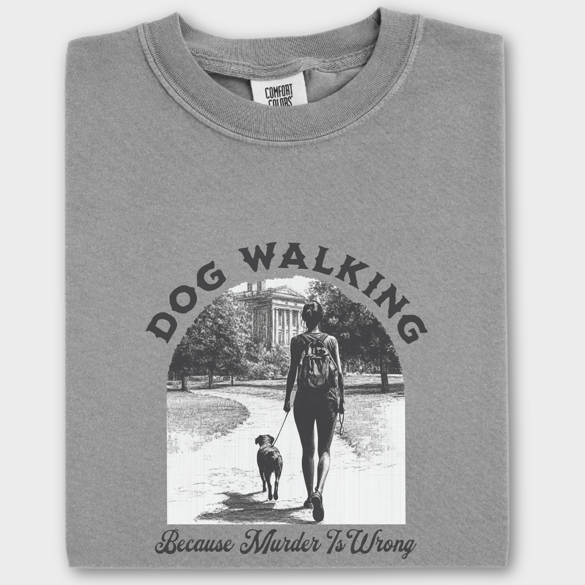 Western Murder Is Wrong Dog Graphic Comfort Colors T-Shirt in Grey-Fetch N Found