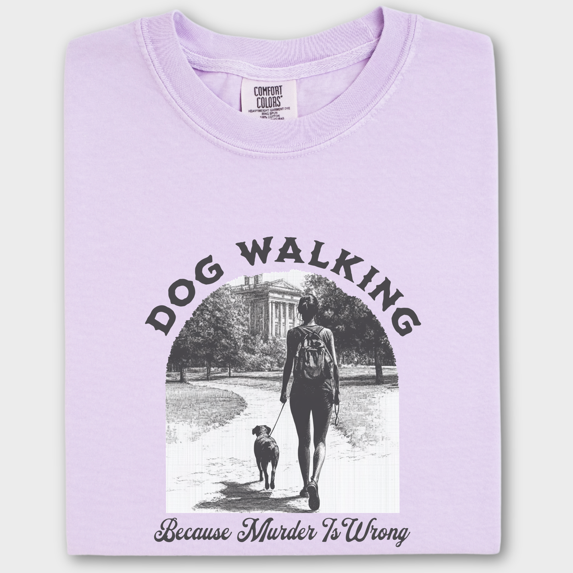 Western Murder Is Wrong Dog Graphic Comfort Colors T-Shirt in Orchid-Fetch N Found
