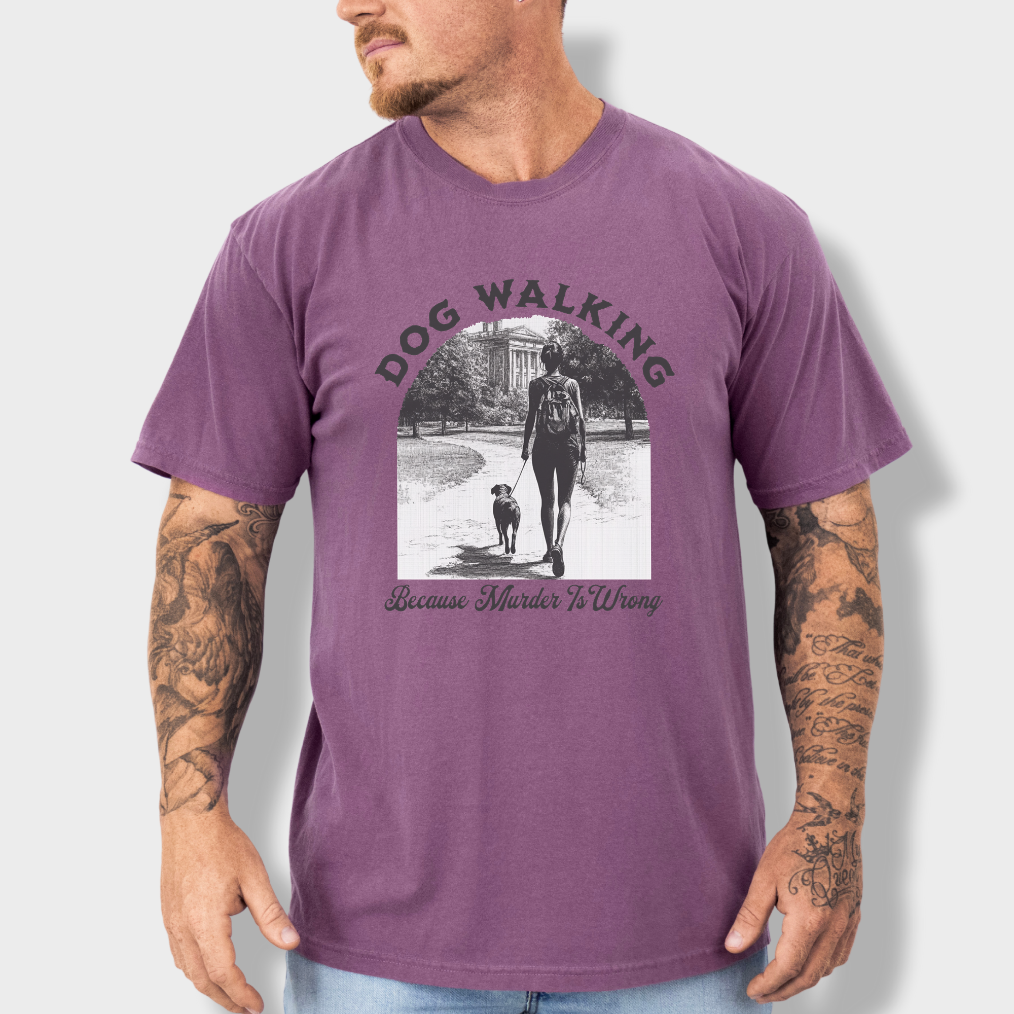 Western Murder Is Wrong Dog Graphic Comfort Colors T-Shirt in Berry-Fetch N Found