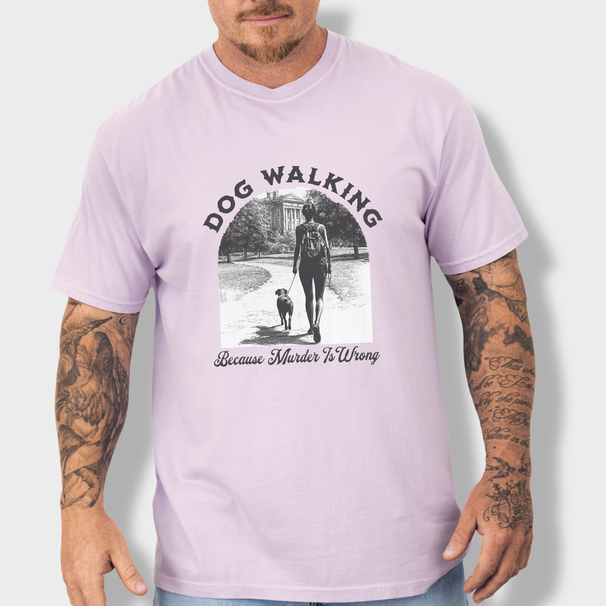 Western Murder Is Wrong Dog Graphic Comfort Colors T-Shirt in Orchid-Fetch N Found