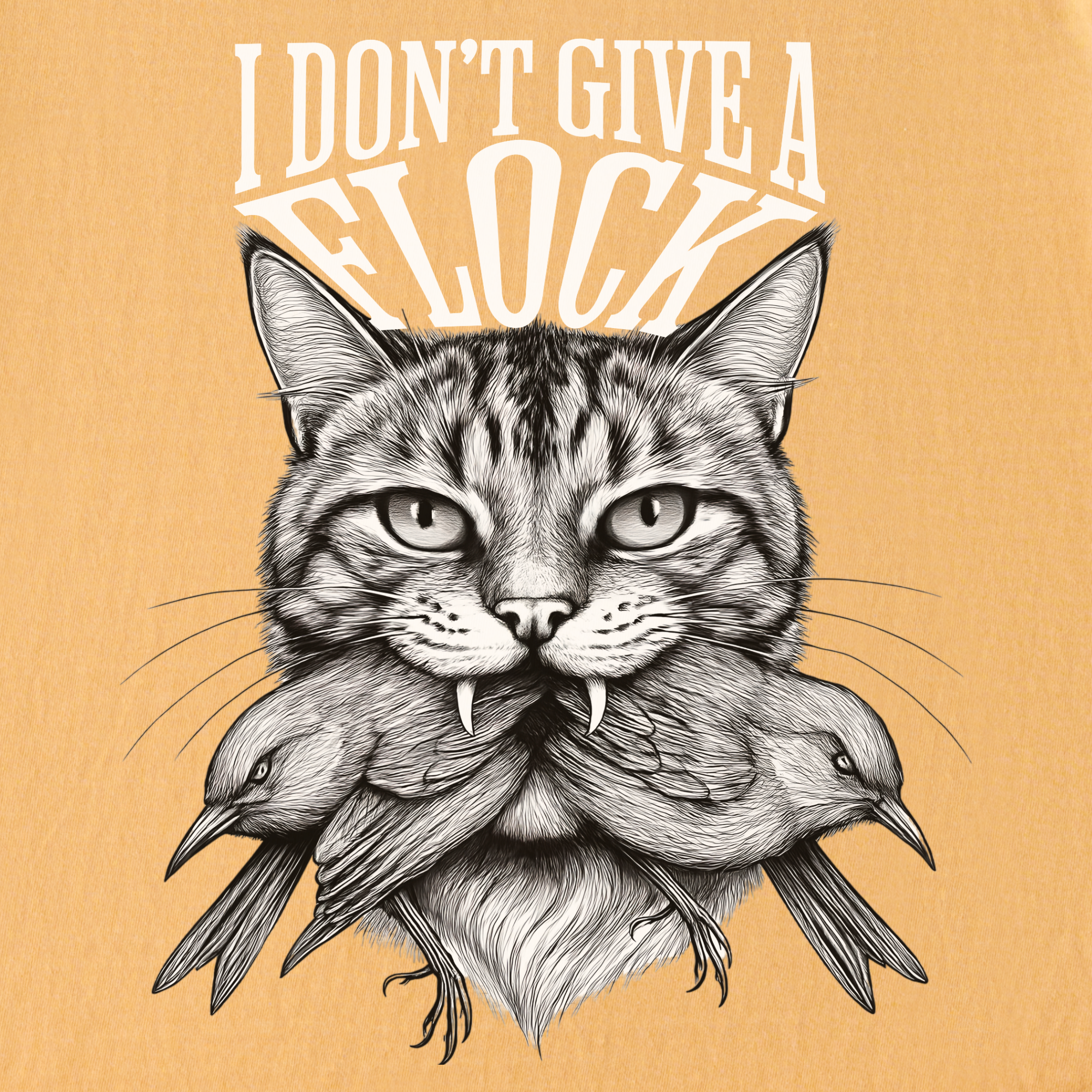 Minimalist I Dont Give a Flock Pray for My Owner Cat Graphic Comfort Colors T-Shirt in Mustard-T-Shirt-Fetch N Found