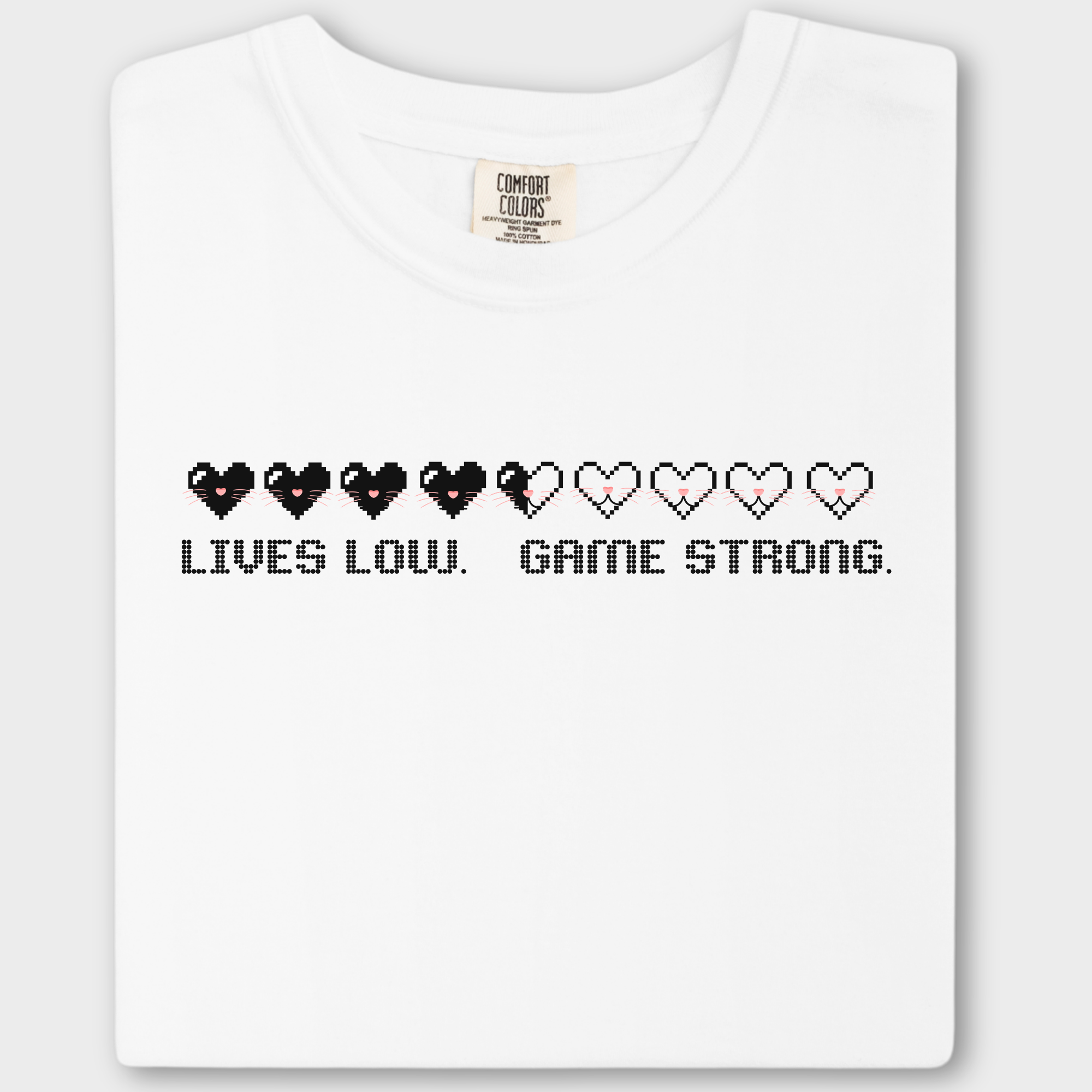 Vintage Nine Lives Low Cat Minimalist Comfort Colors T-Shirt in White-Fetch N Found
