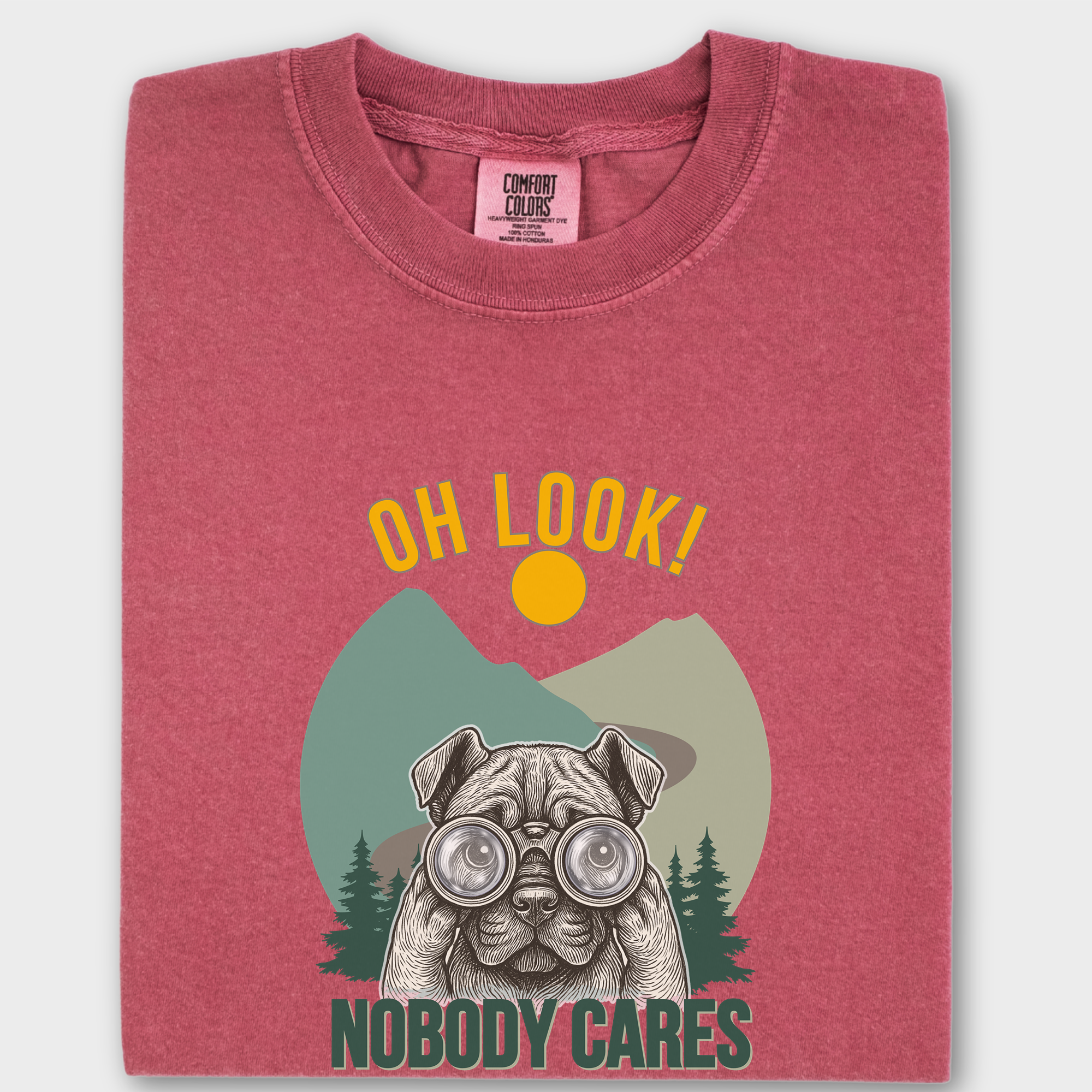 Vintage OH LOOK - Nobody Cares Dog Graphic Comfort Colors T-Shirt in Crimson-T-Shirt-Fetch N Found