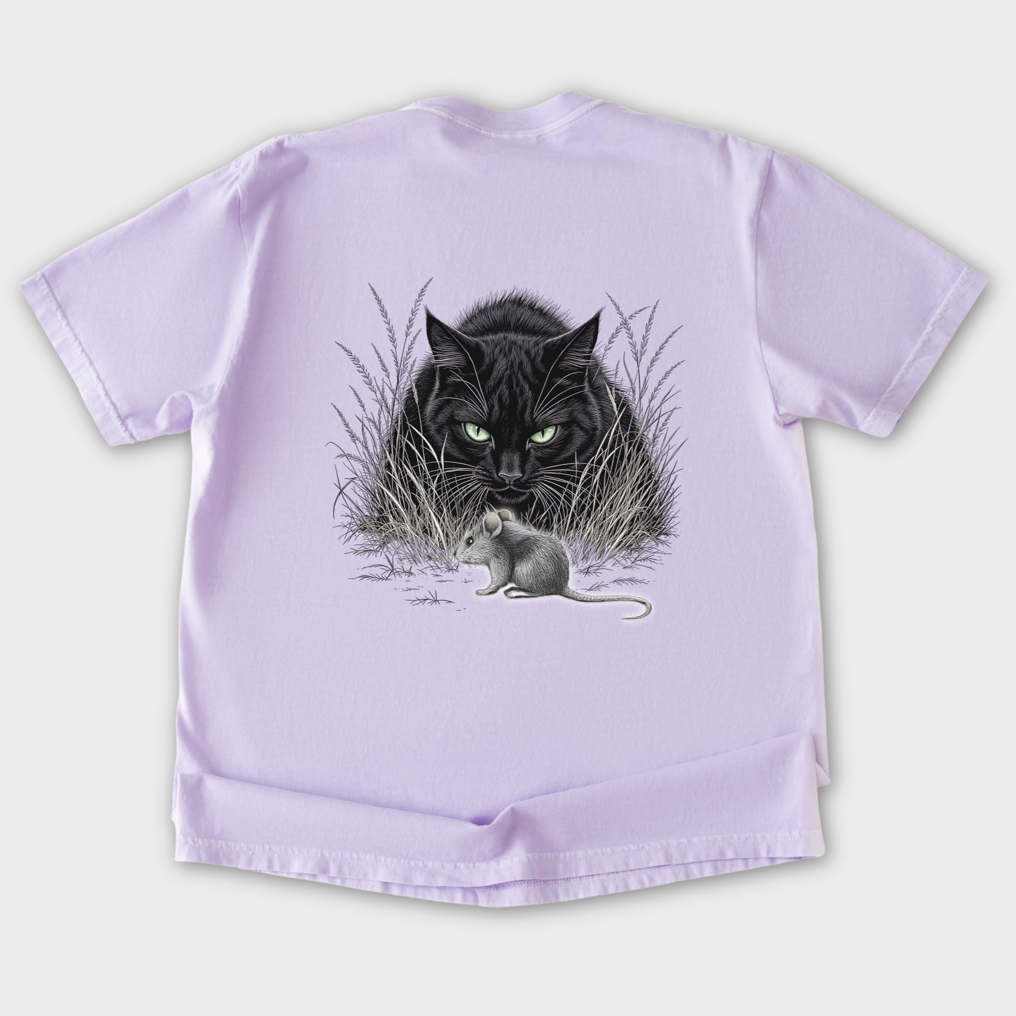 Line Art Too Long Didnt Read TLDR Cat plus Mouse Cat Graphic Comfort Colors T-Shirt in Orchid-T-Shirt-Fetch N Found
