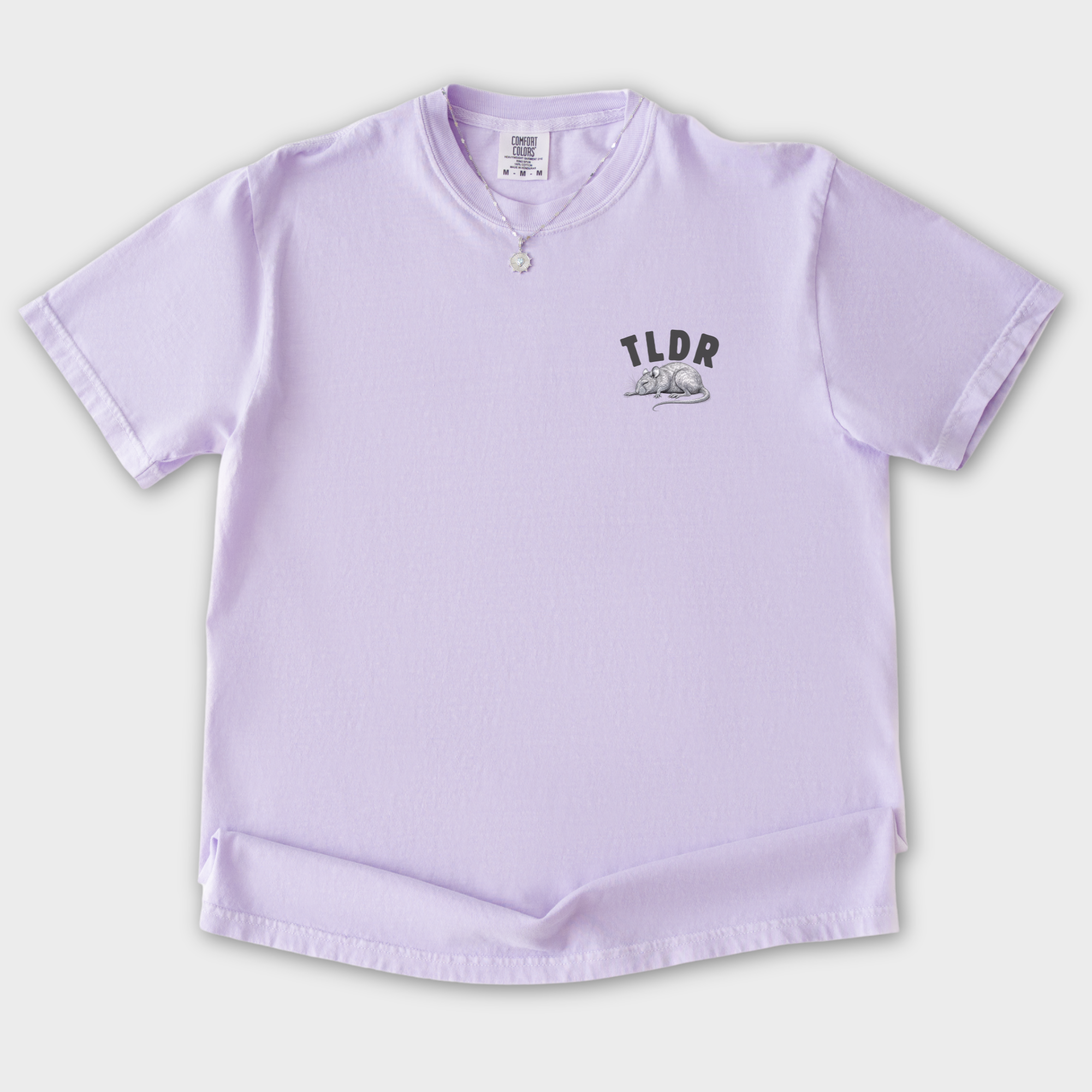 Line Art Too Long Didnt Read TLDR Cat plus Mouse Cat Graphic Comfort Colors T-Shirt in Orchid-T-Shirt-Orchid-S-Fetch N Found