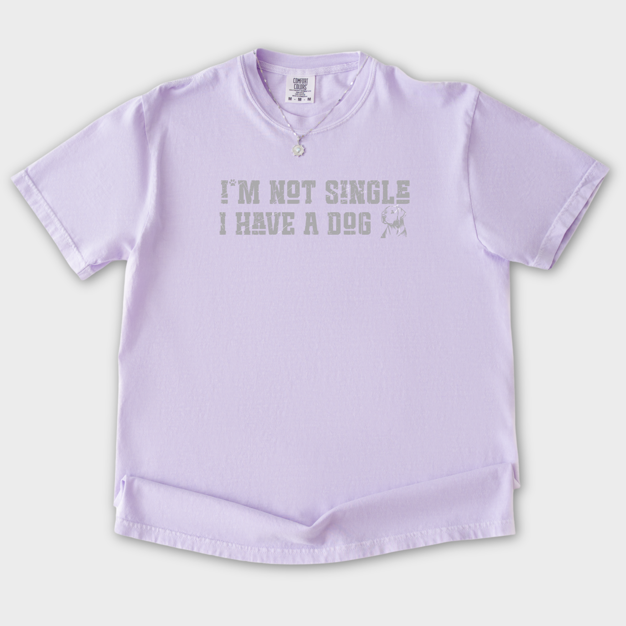 Retro I'm Not Single Dog Minimalist Comfort Colors T-Shirt in Orchid