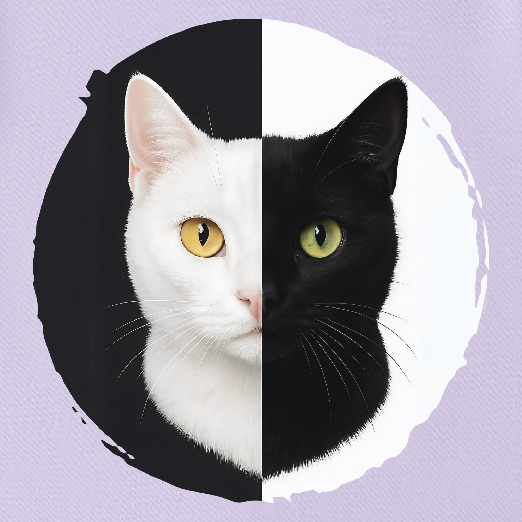 Retro Black and White Cat Head Cat Graphic Comfort Colors T-Shirt in Orchid
