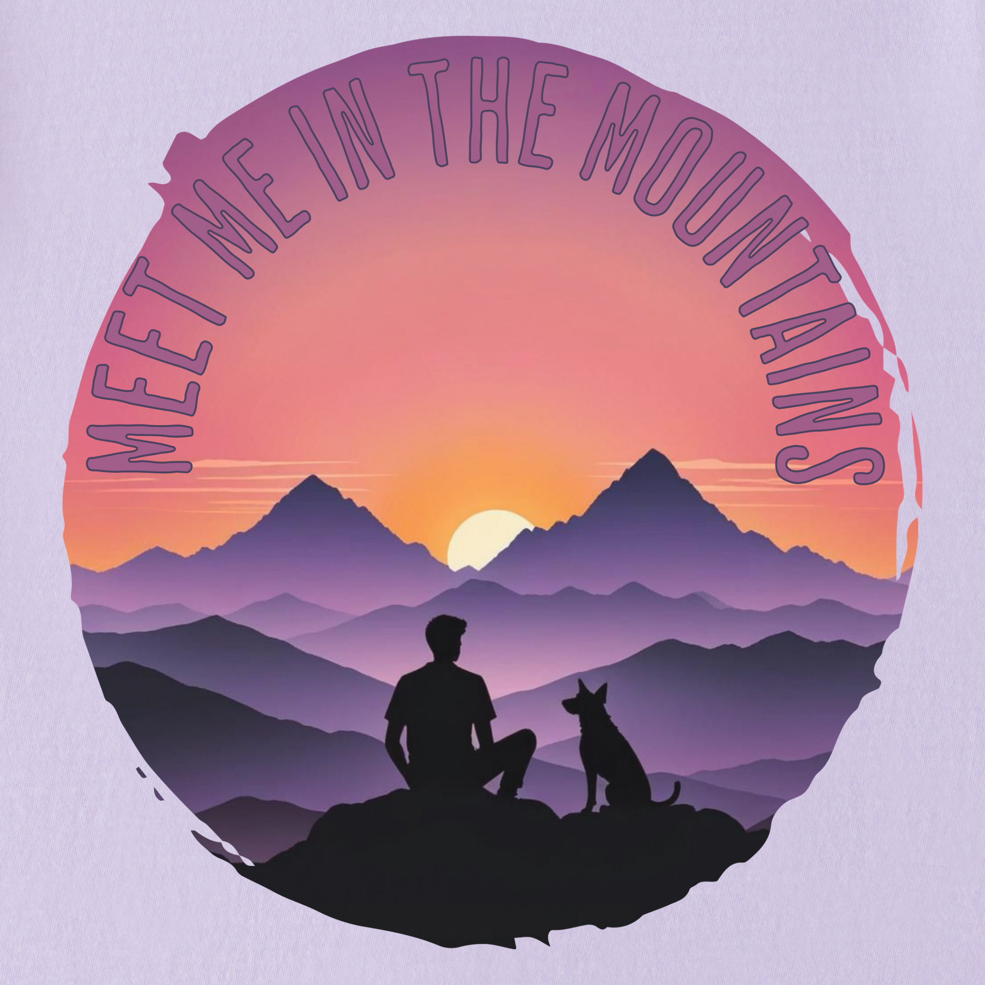 Retro Meet Me In The Mountains Dog Graphic Comfort Colors T-Shirt in Orchid