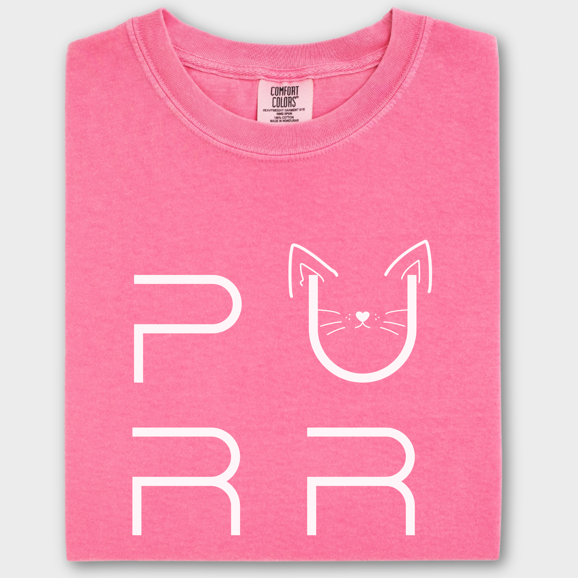 Minimalist Cat PURR T-Shirt in Crunchberry